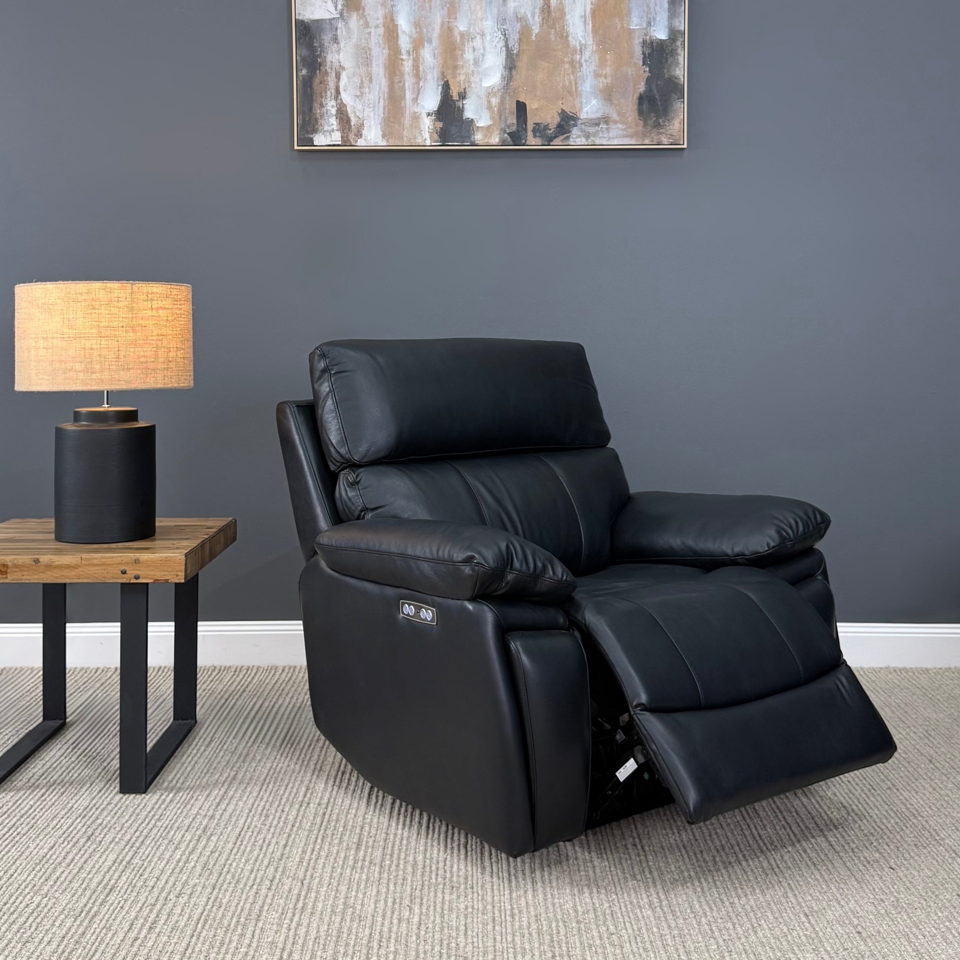 Parkes 1 Seater Electric Recliner - Black Leather