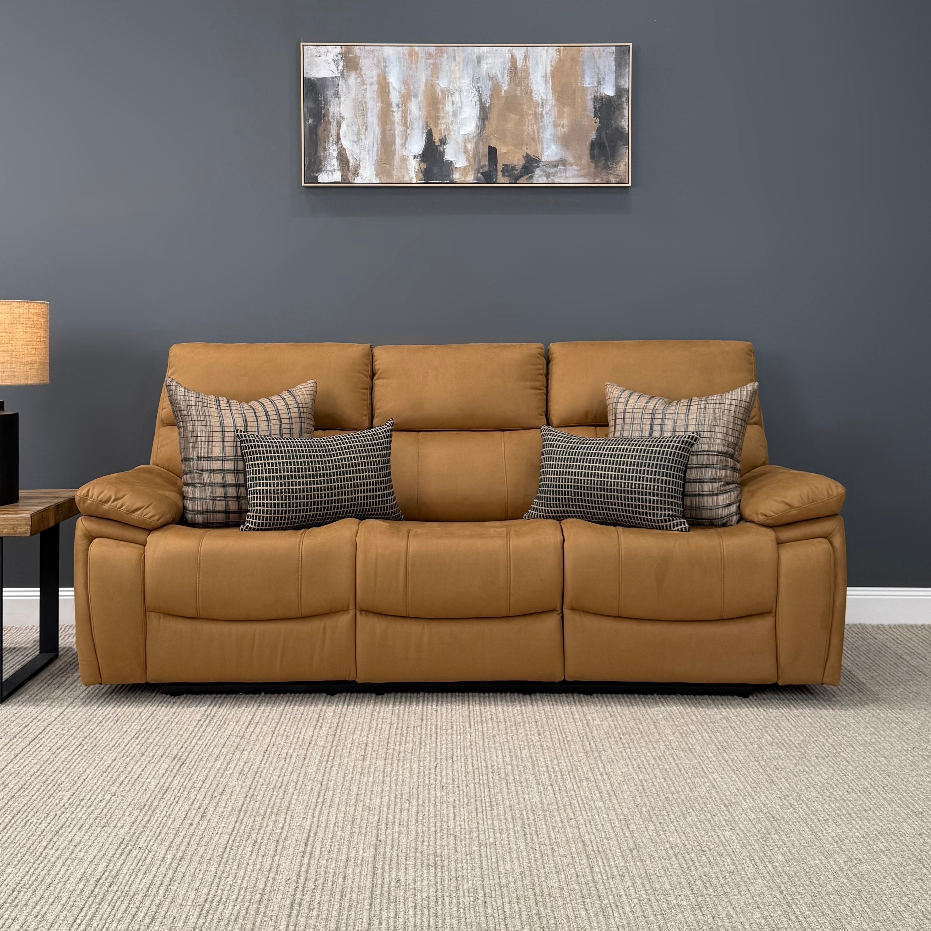 Parkes 3 Seater Electric Sofa - Tan Fabric