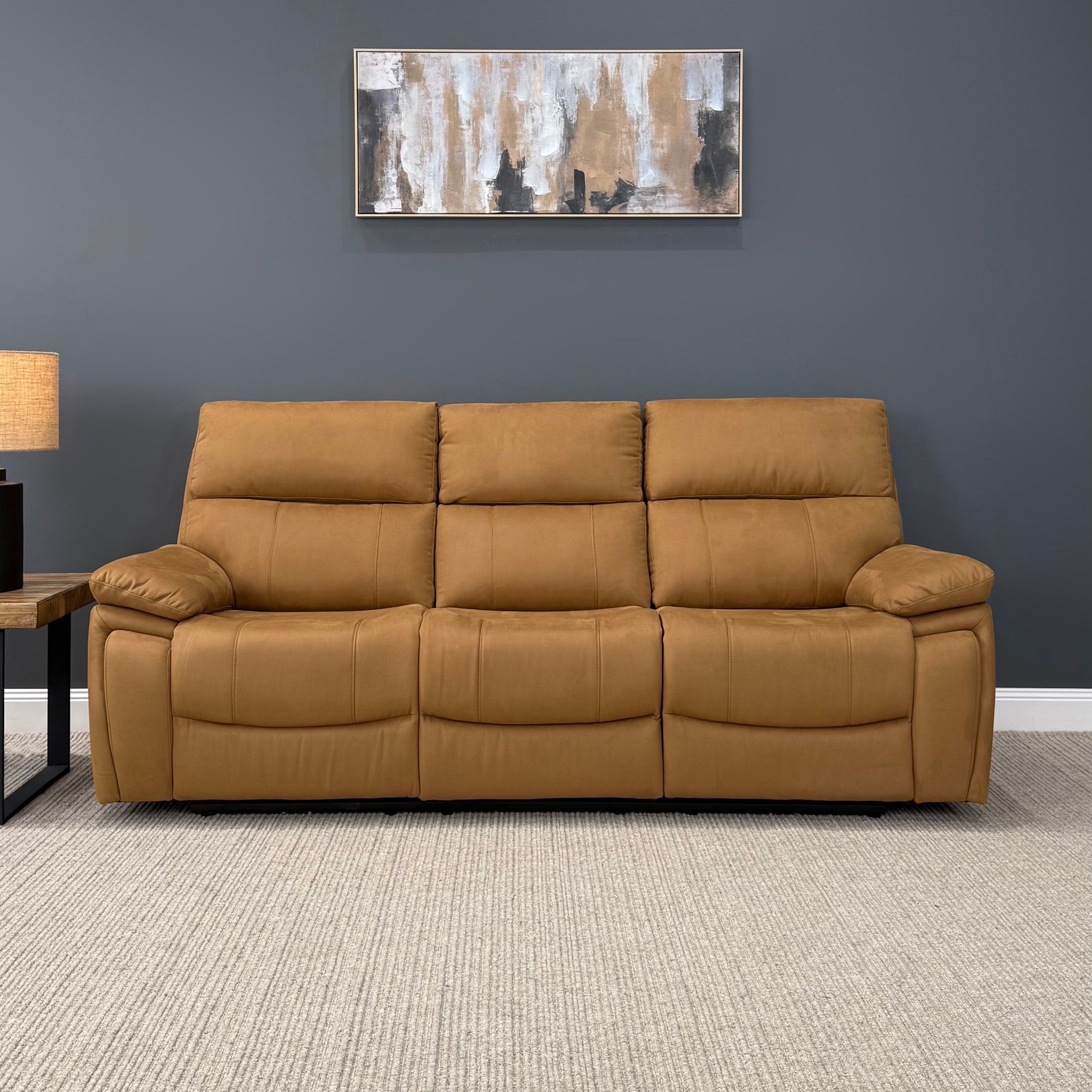 Parkes 3 Seater Electric Sofa - Tan Fabric