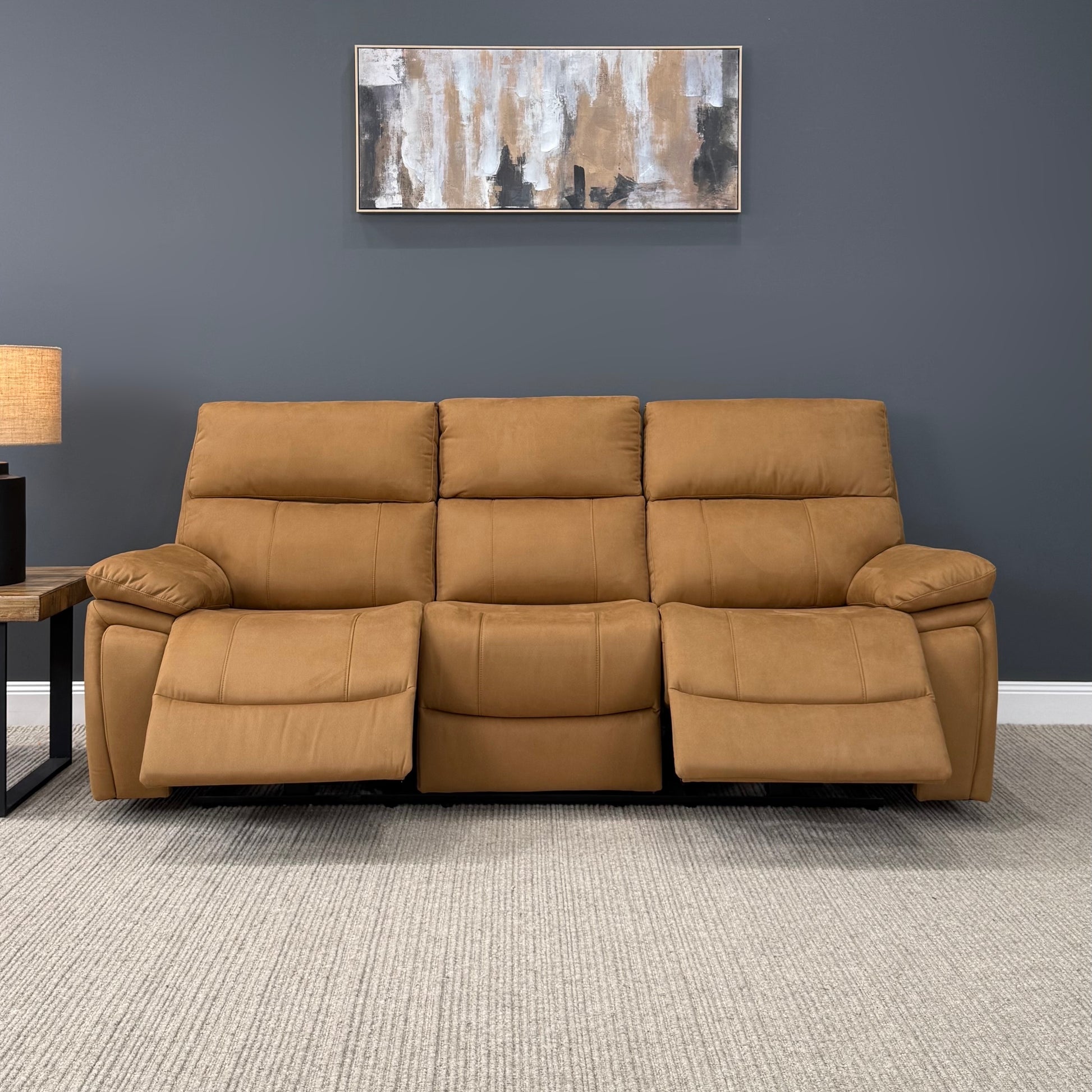Parkes 3 Seater Electric Sofa - Tan Fabric