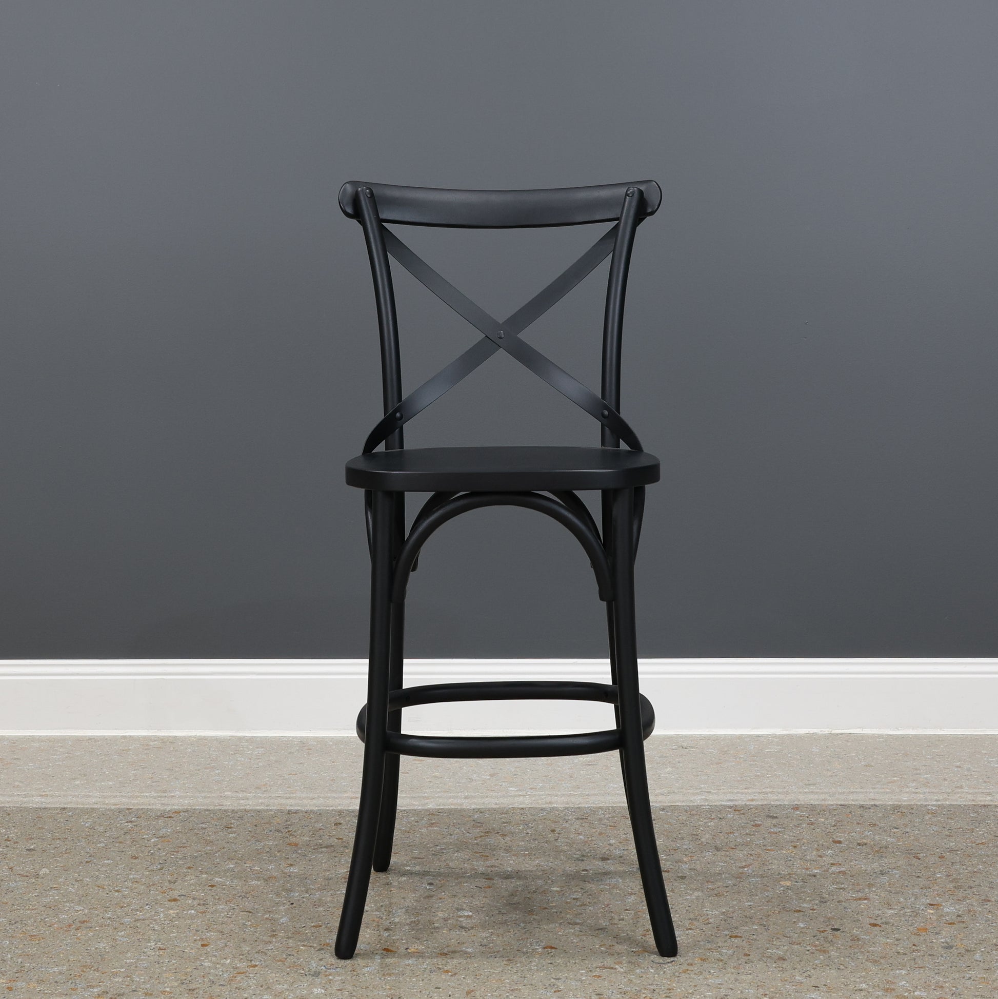 Cross Bar Stool - Black