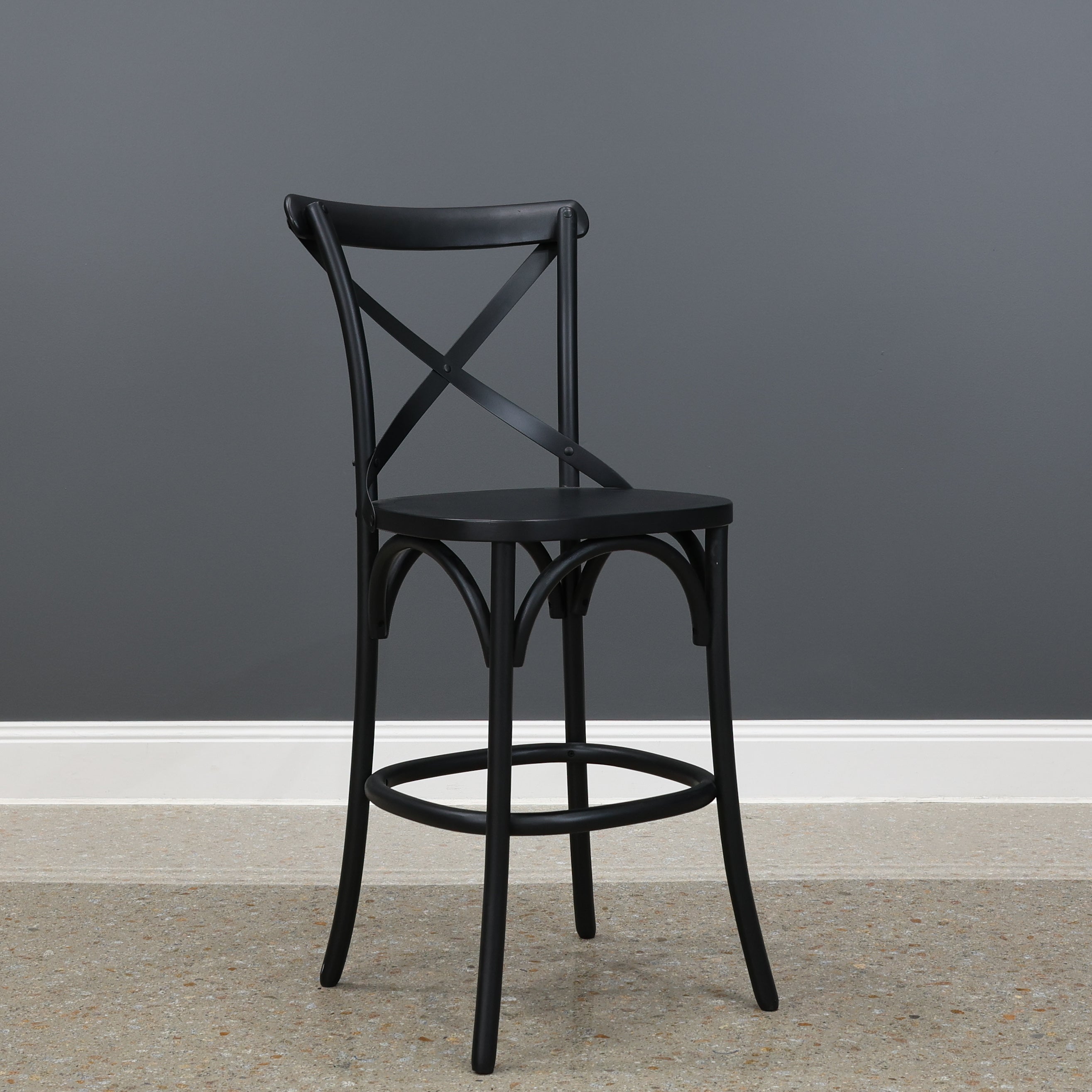 Cross Bar Stool - Black