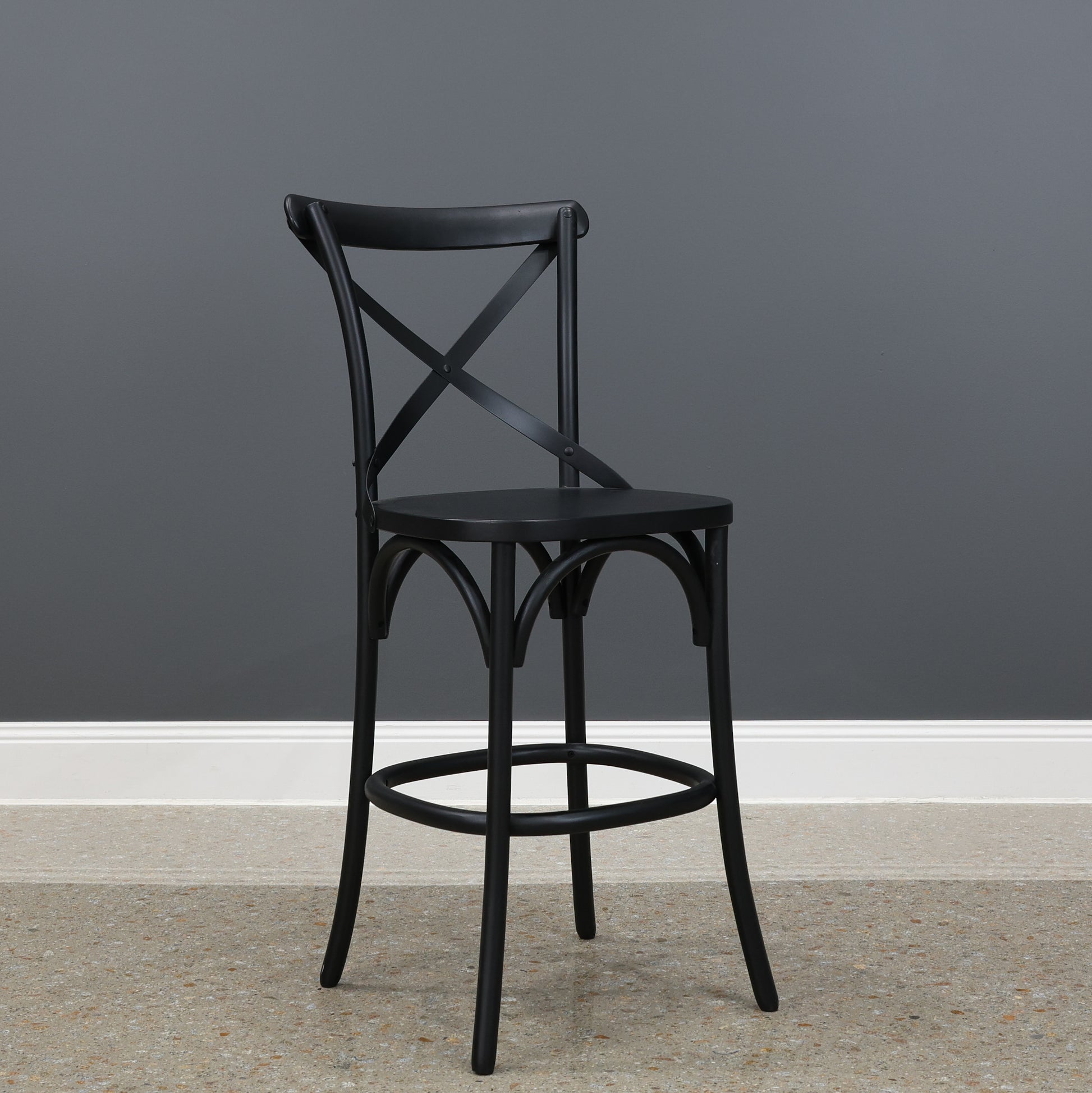 Cross Bar Stool - Black