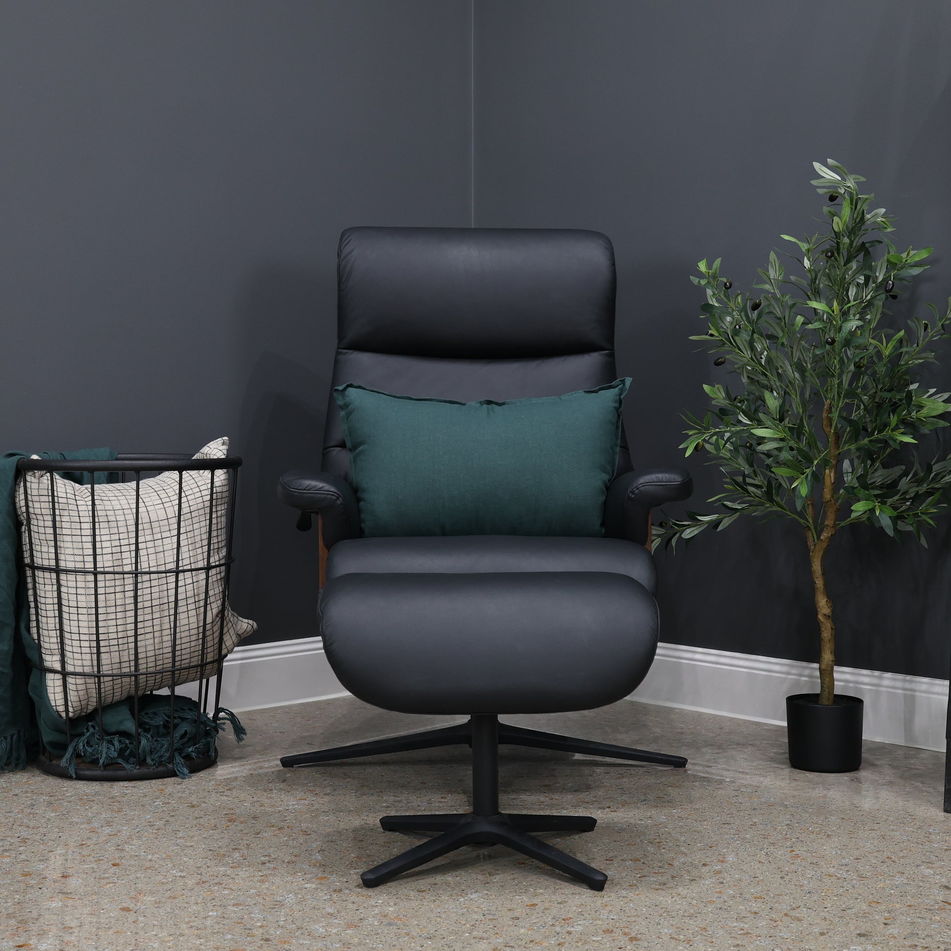 Seville Chair & Ottoman - Black