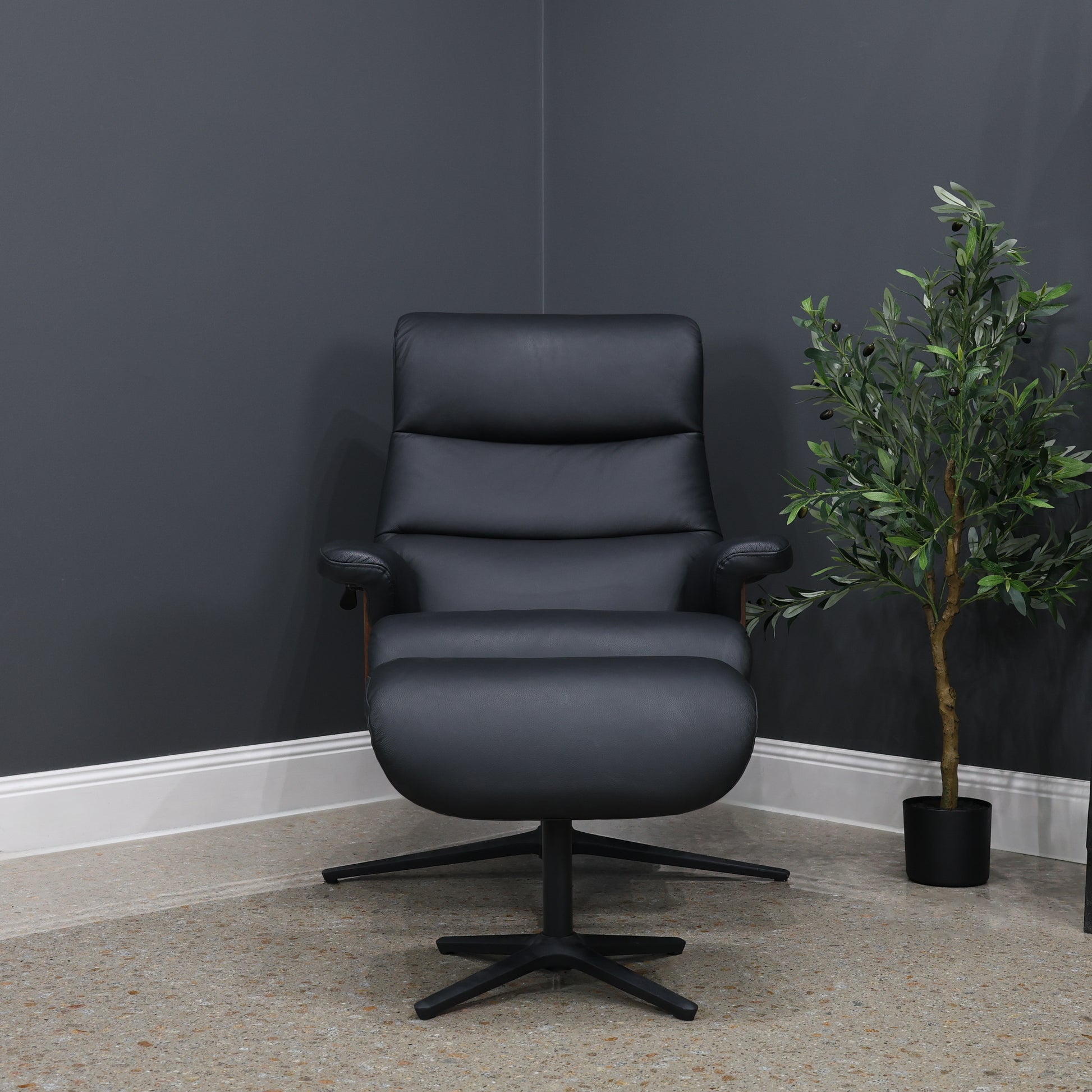 Seville Chair & Ottoman - Black