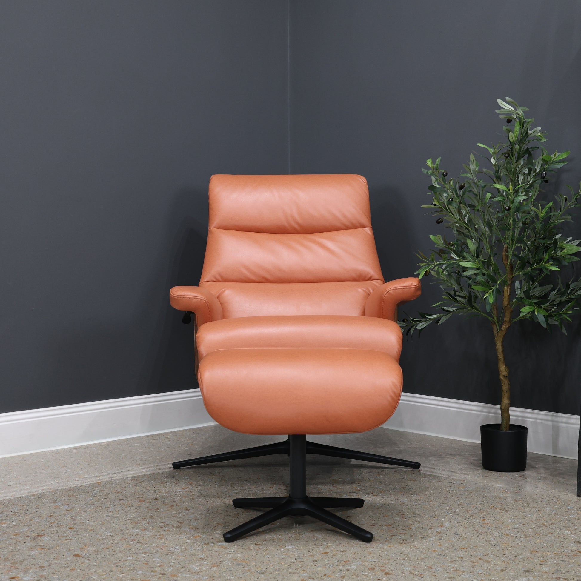 Seville Chair & Ottoman - Tan Leather Air