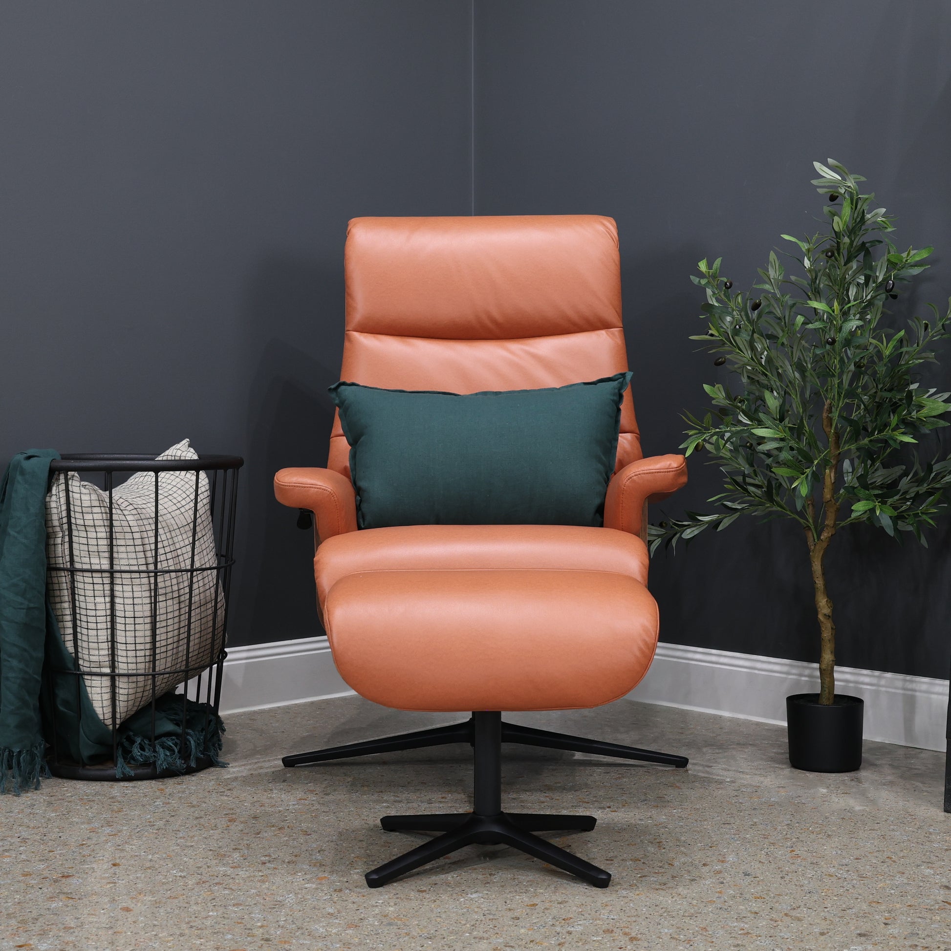 Seville Chair & Ottoman - Tan Leather Air