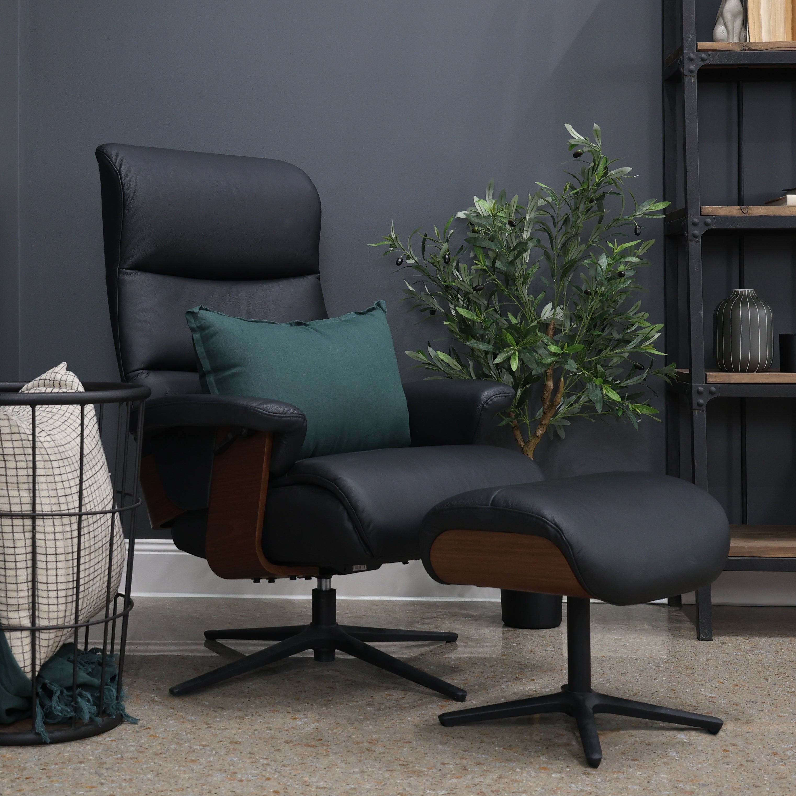 Seville Chair & Ottoman - Black