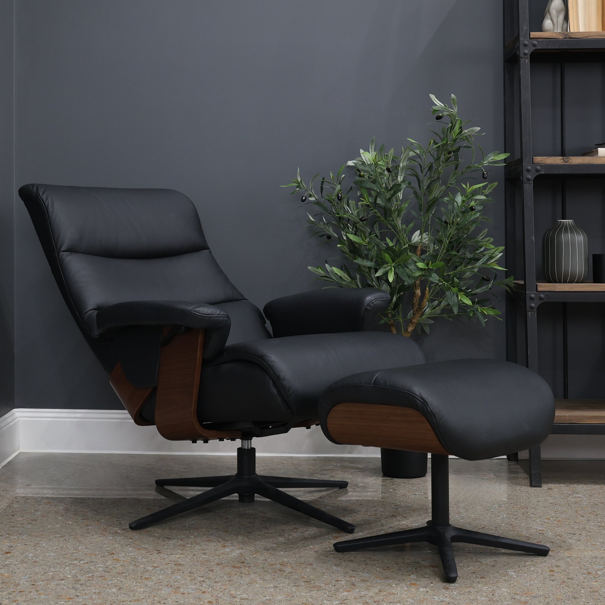 Seville Chair & Ottoman - Black