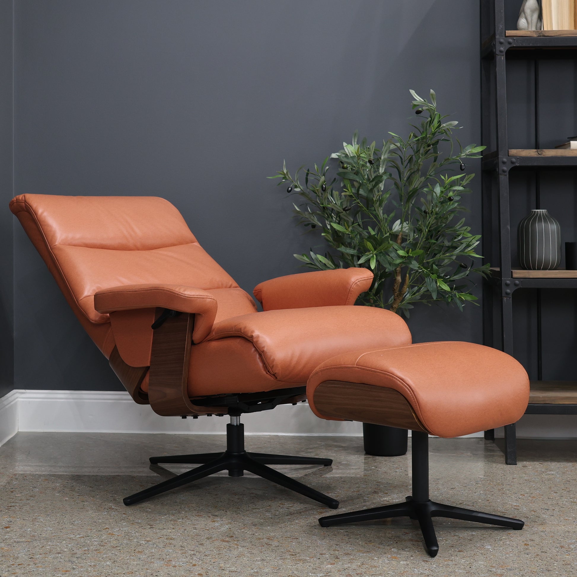 Seville Chair & Ottoman - Tan Leather Air