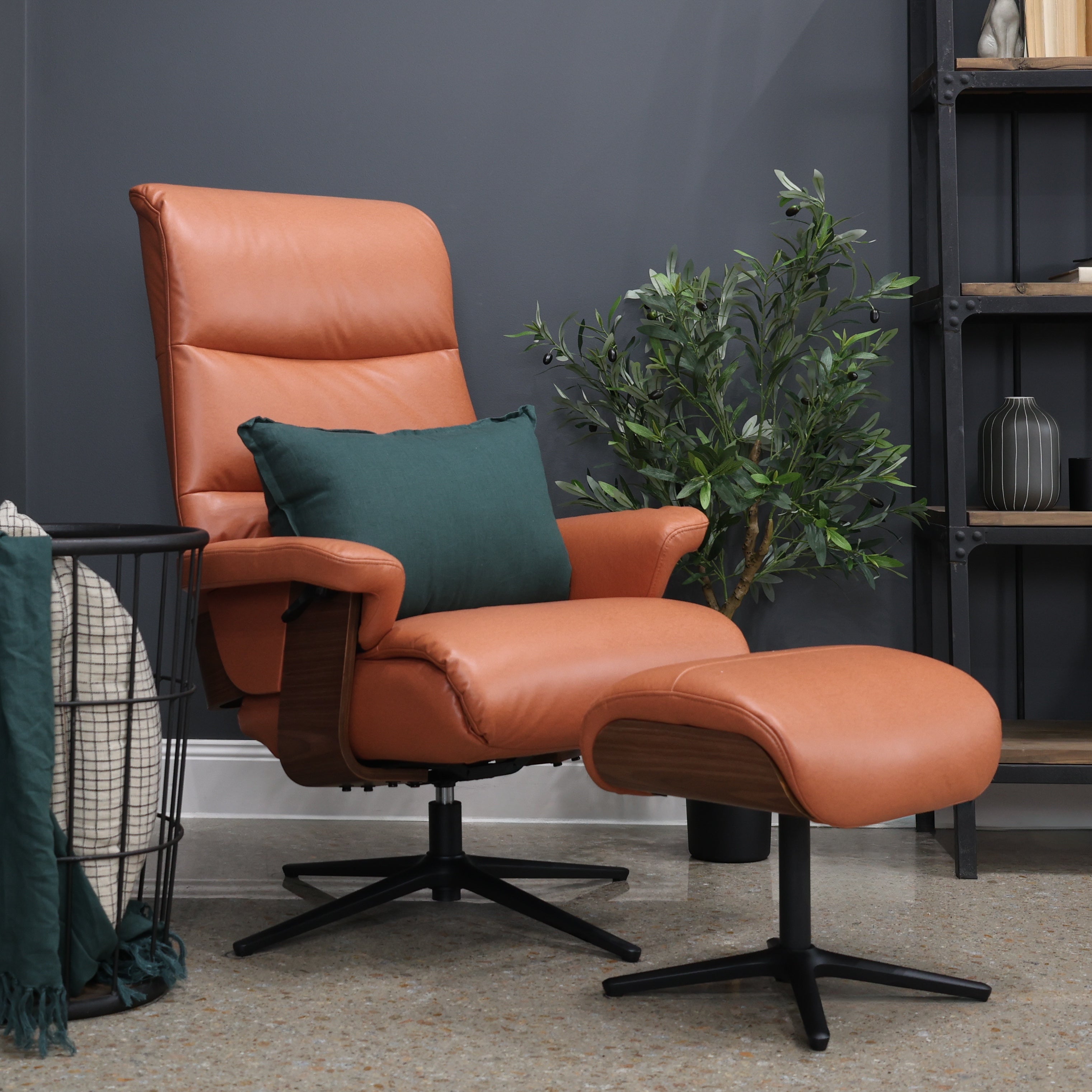 Seville Chair & Ottoman - Tan Leather Air