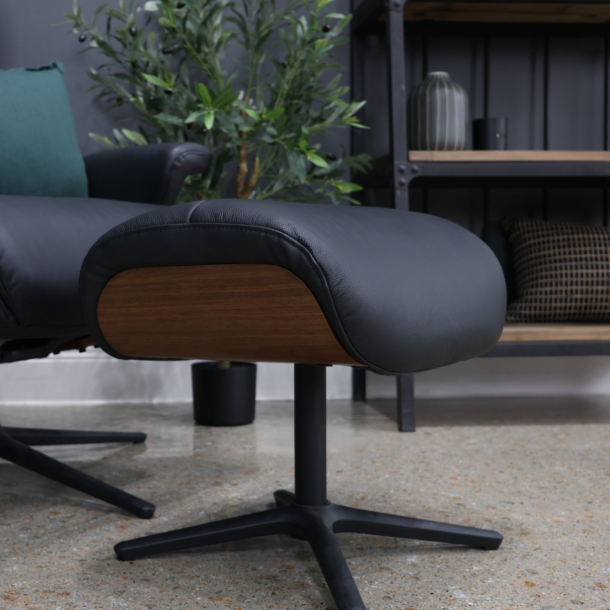 Seville Chair & Ottoman - Black