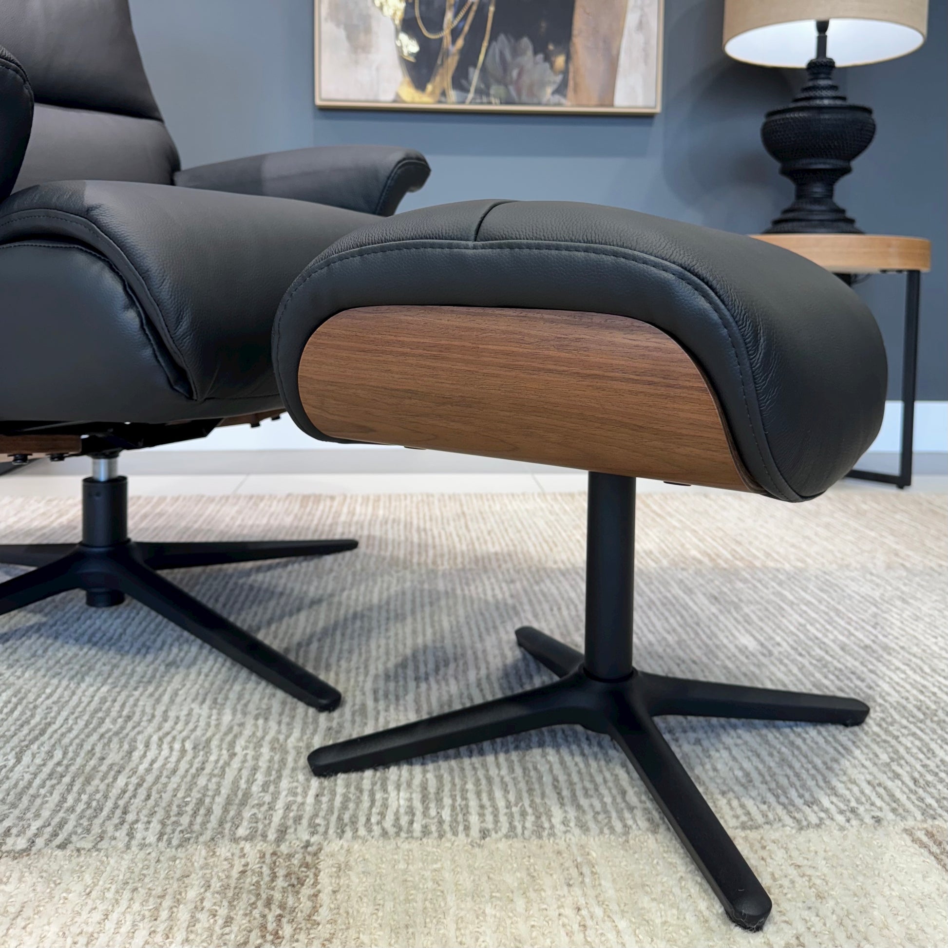 Seville Chair & Ottoman - Black