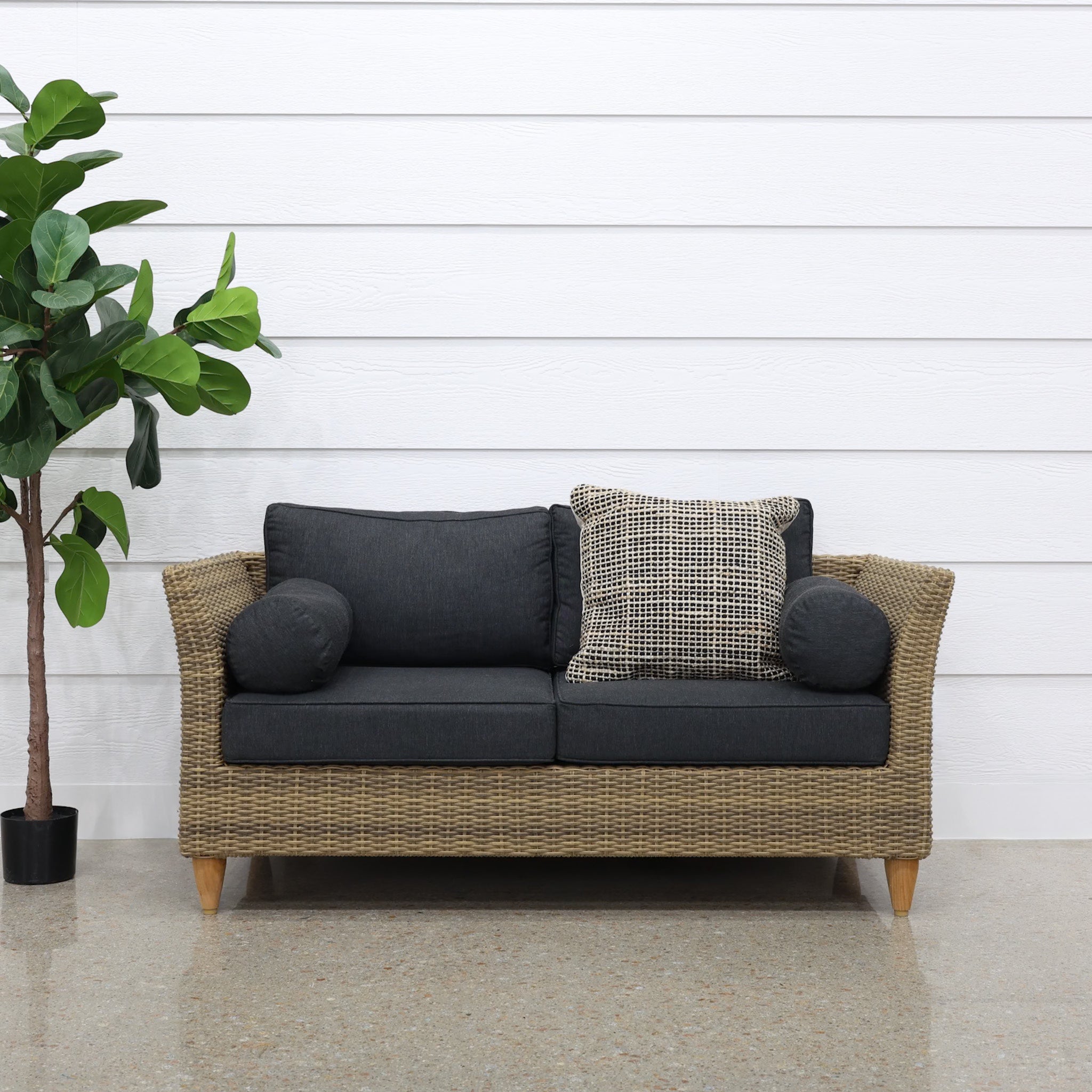 Portsea 2 Seater - Brushed Wheat / Denim Grey