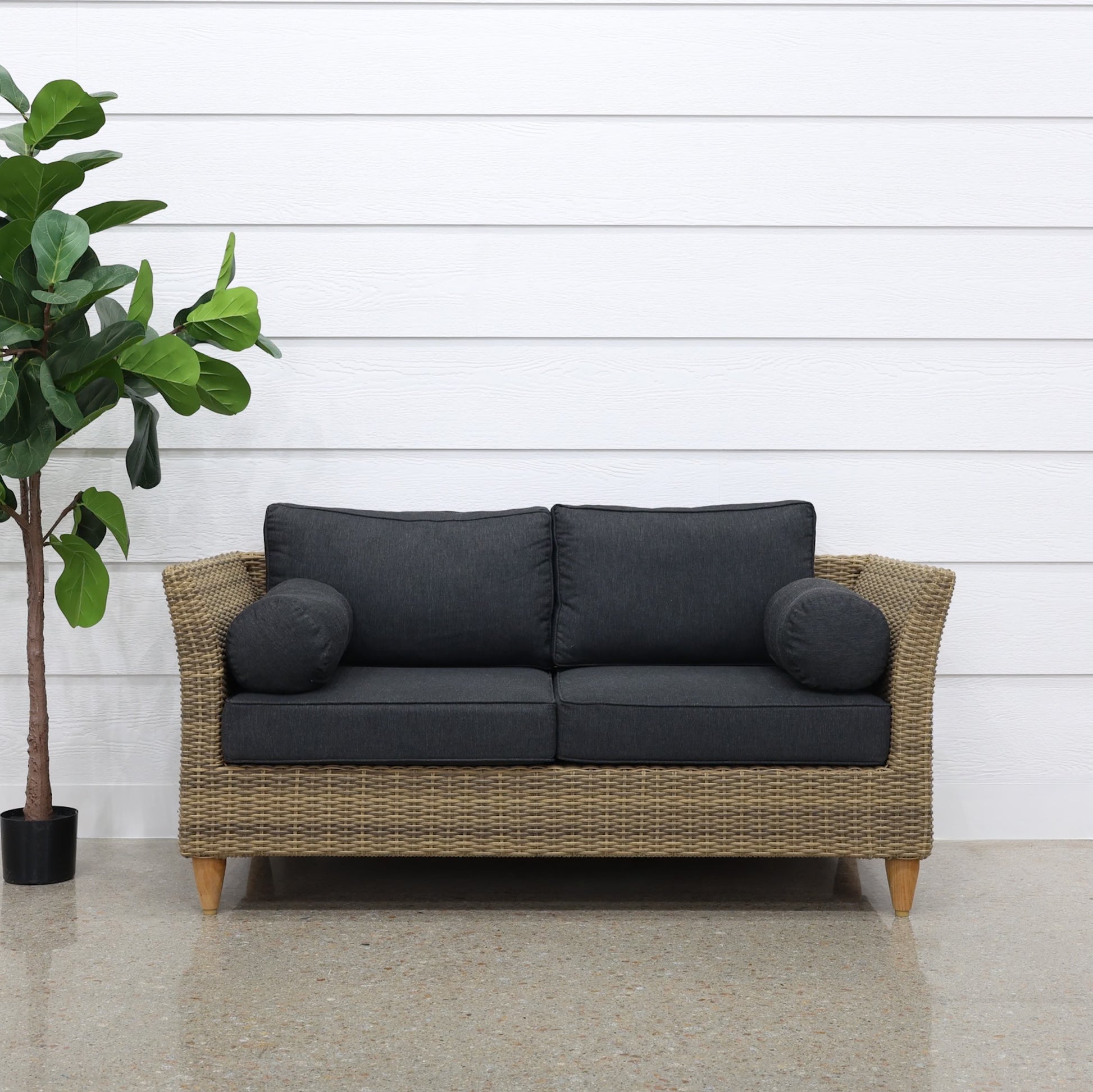 Portsea 2 Seater - Brushed Wheat / Denim Grey