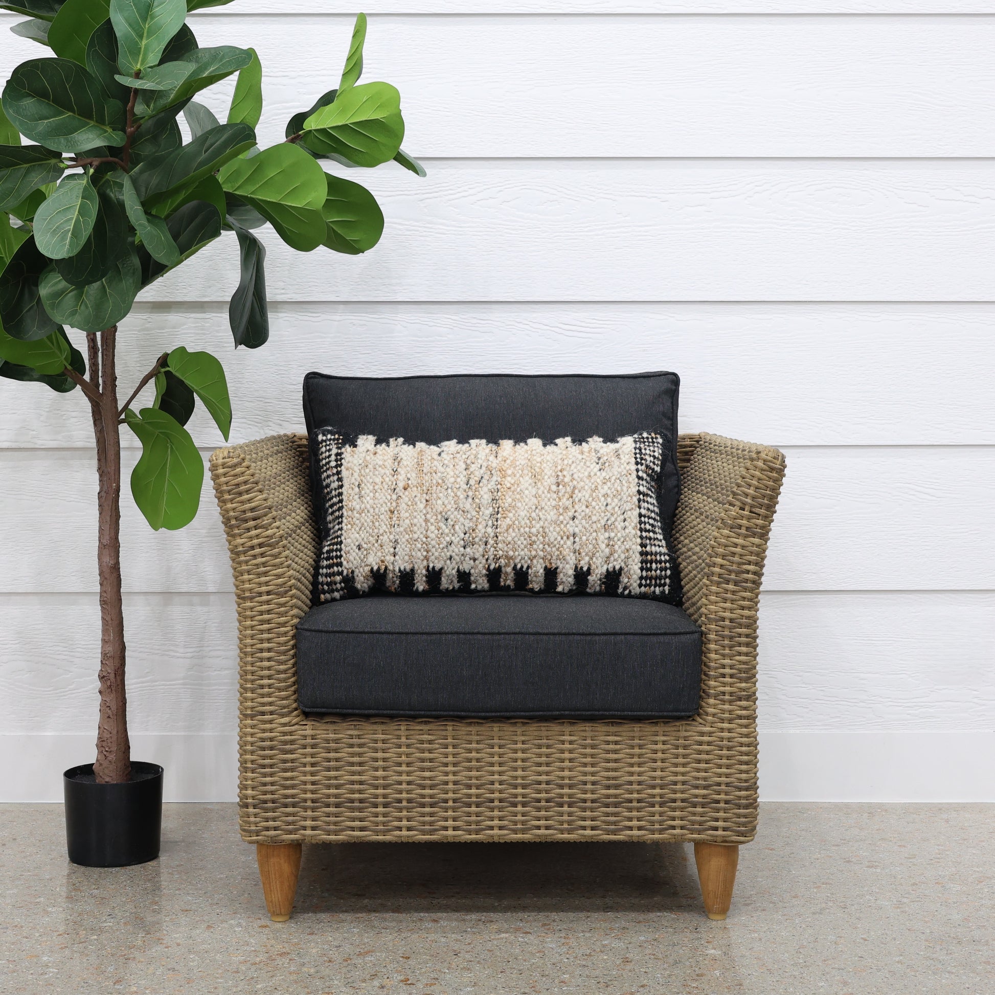 Portsea Armchair - Brushed Wheat / Denim Grey
