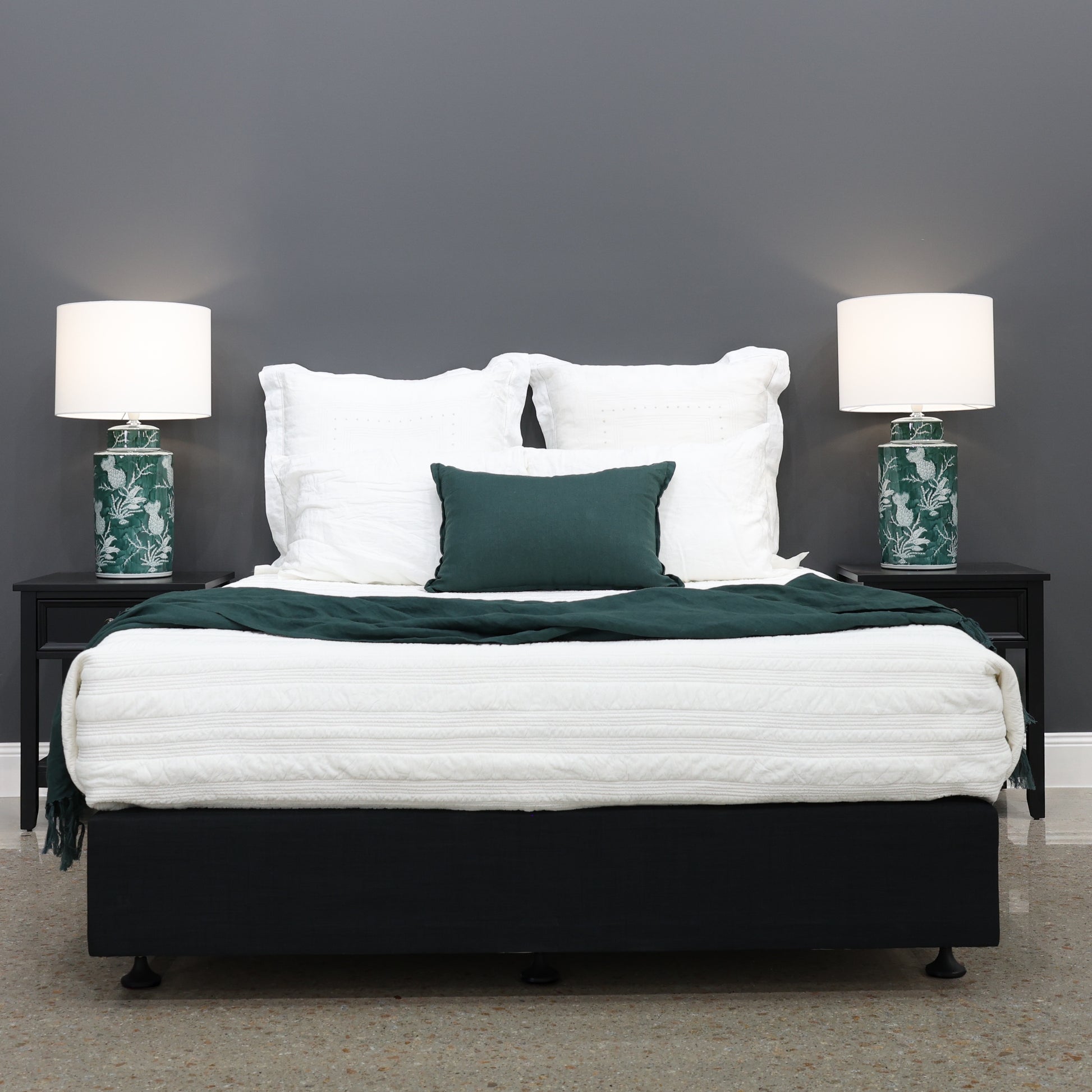 Upholstered Bed Base - Lunar Night