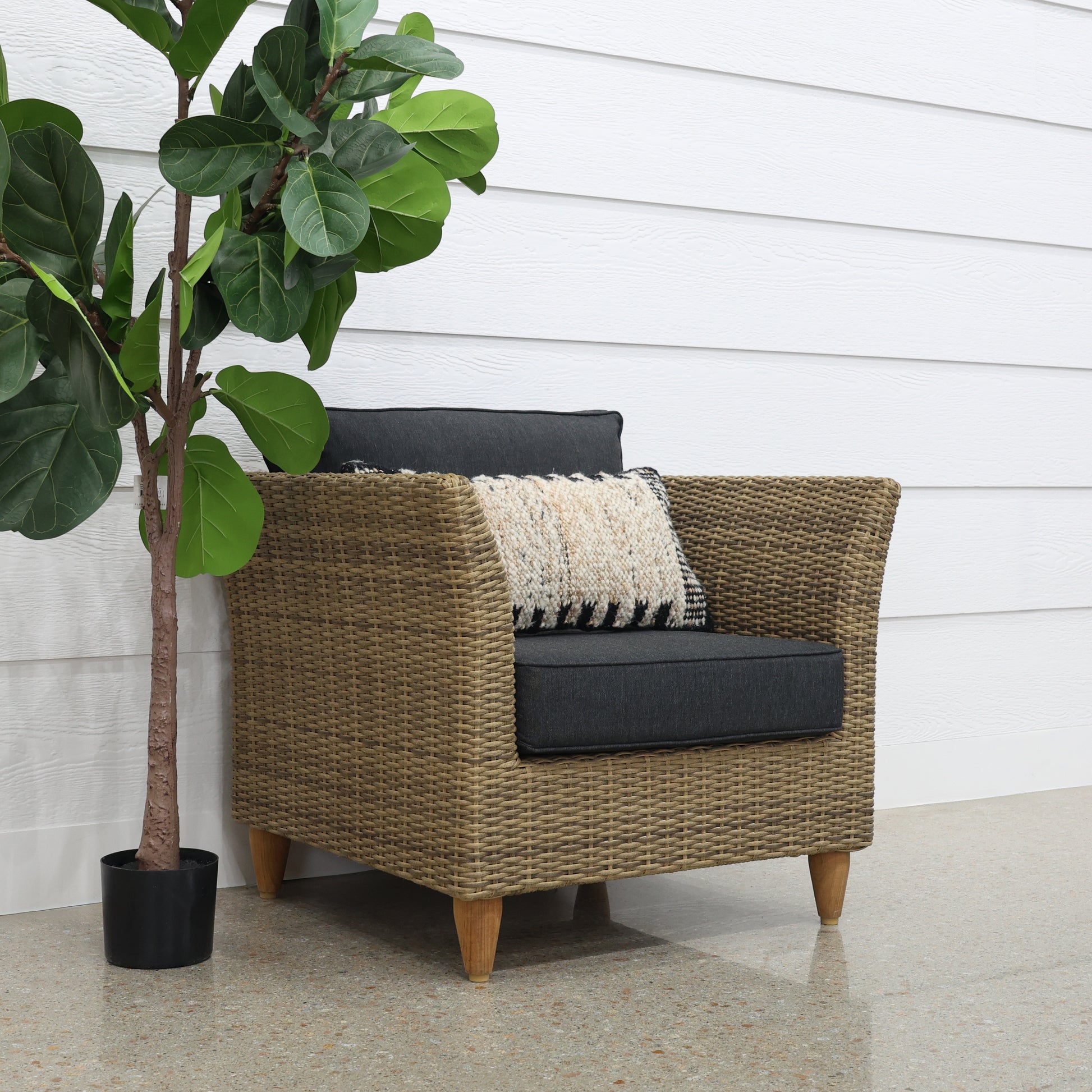 Portsea Armchair - Brushed Wheat / Denim Grey