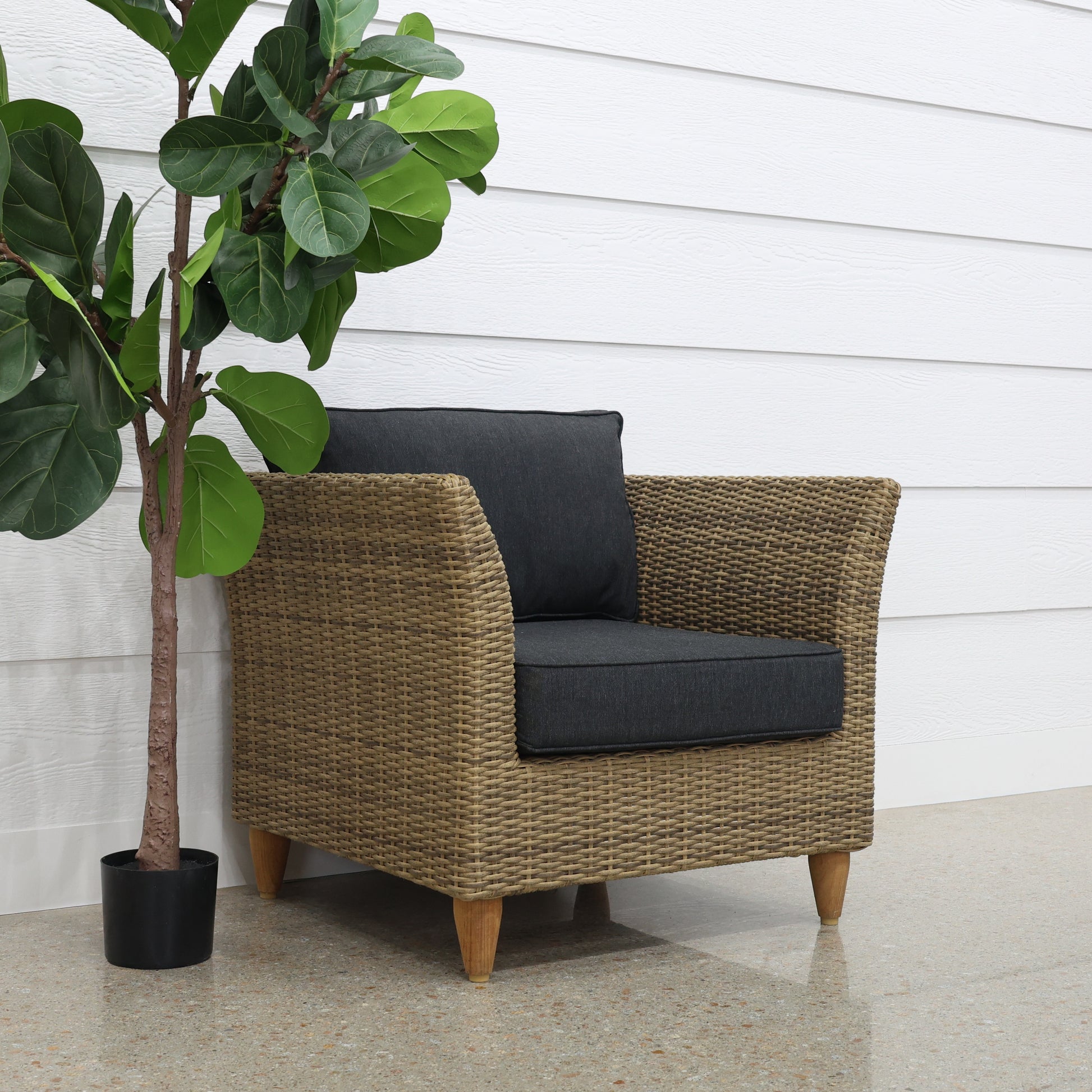 Portsea Armchair - Brushed Wheat / Denim Grey