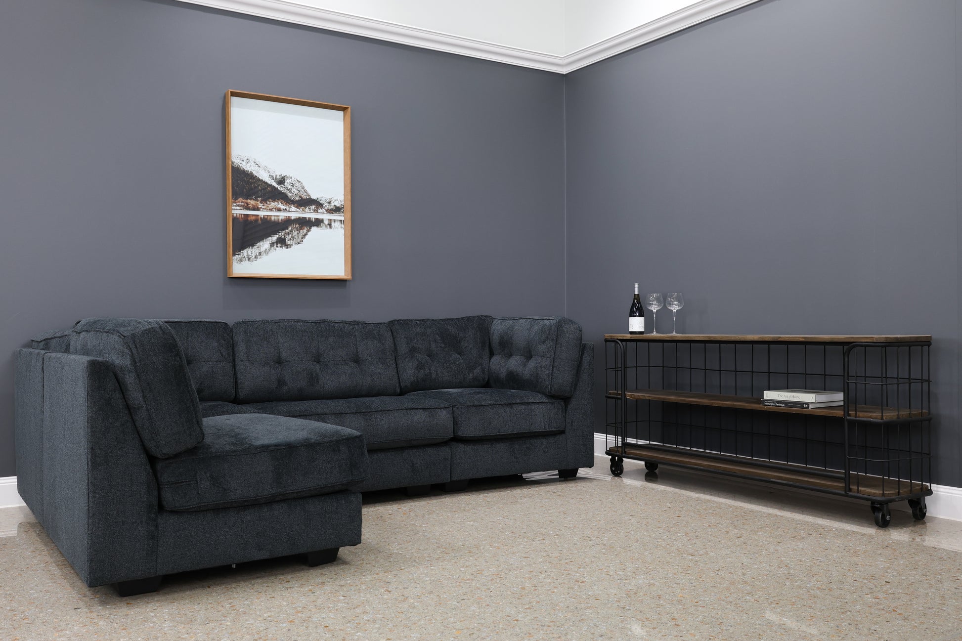 The New York 4 Piece Lounge & Ottoman - Caviar