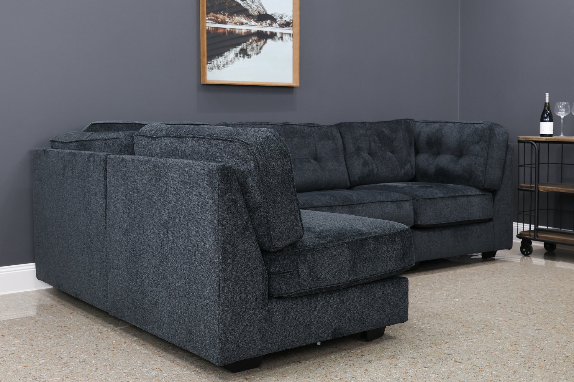 The New York 4 Piece Lounge & Ottoman - Caviar