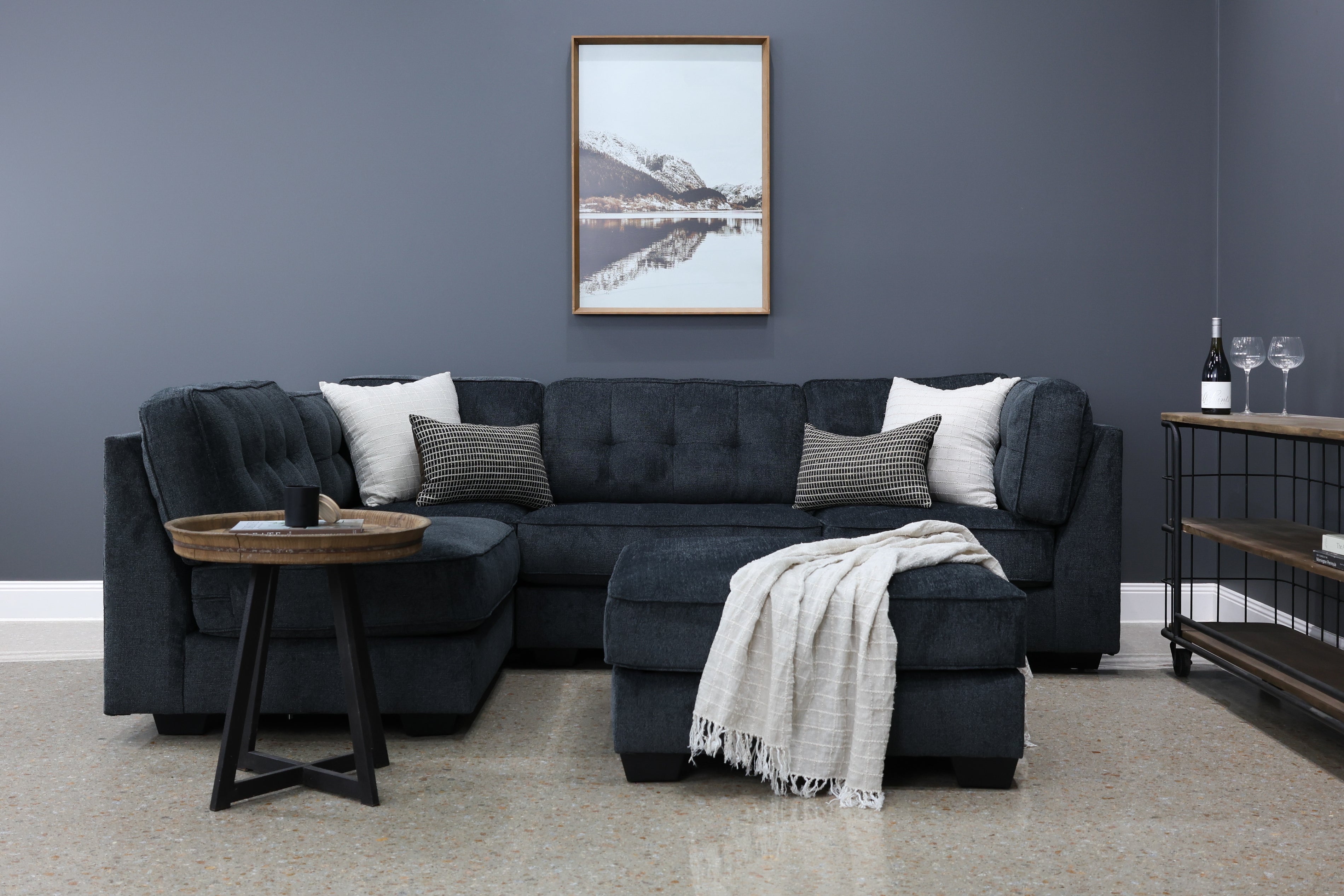 The New York 4 Piece Lounge & Ottoman - Caviar