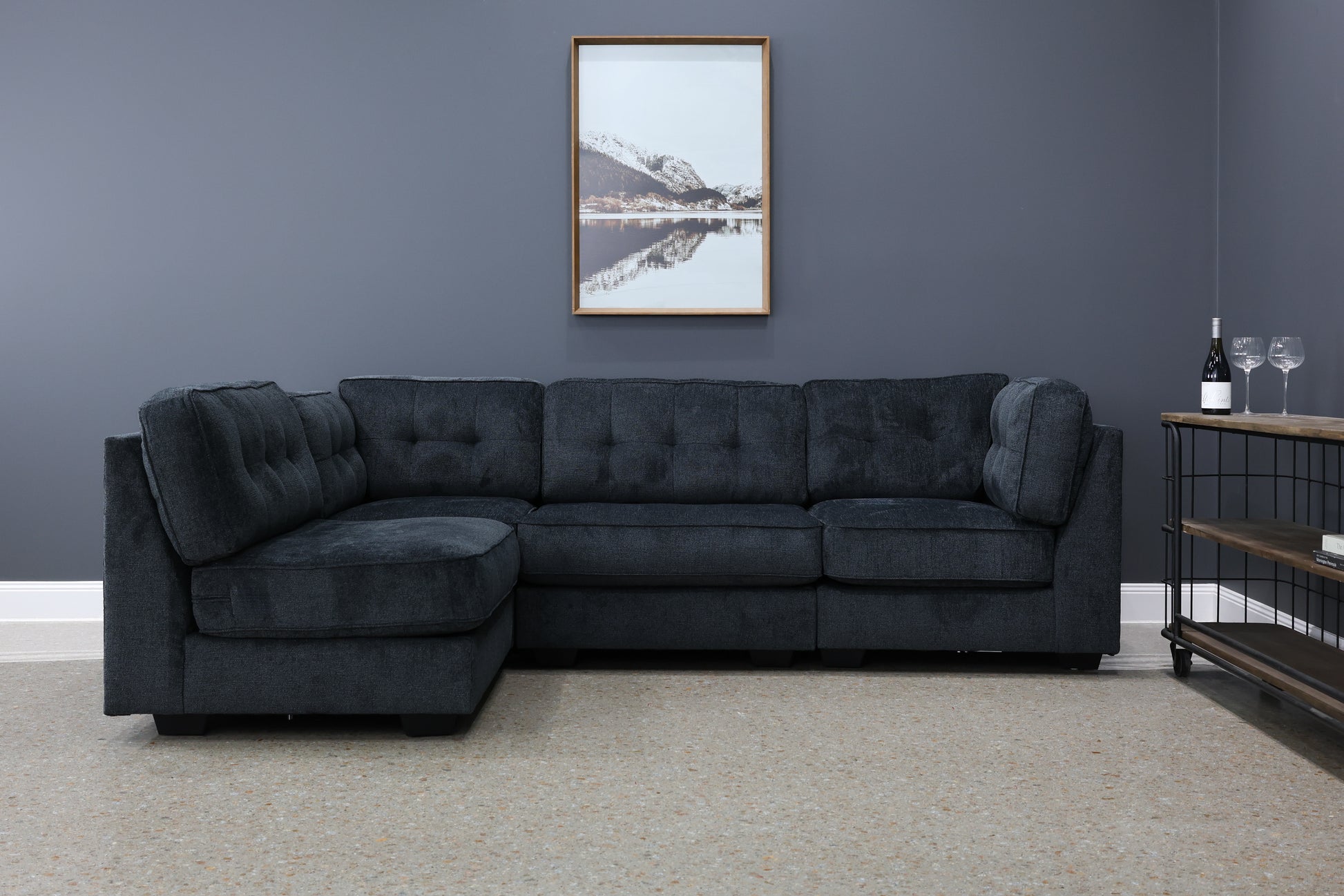 The New York 4 Piece Lounge & Ottoman - Caviar