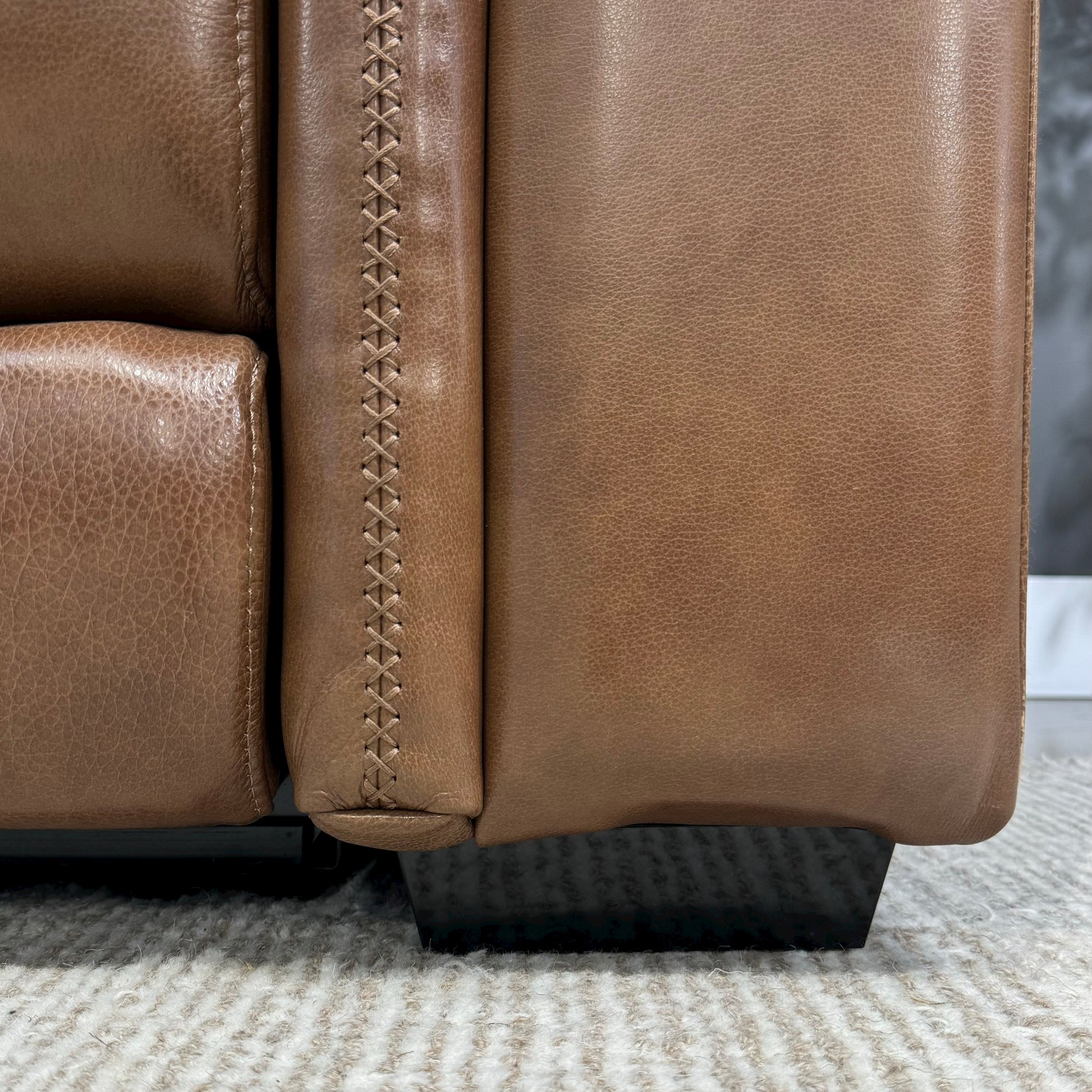 Newcastle Corner Lounge w/ Armless Chair - Brown Leather (LAF Loveseat, Wedge, Armless Chair & RAF Loveseat)