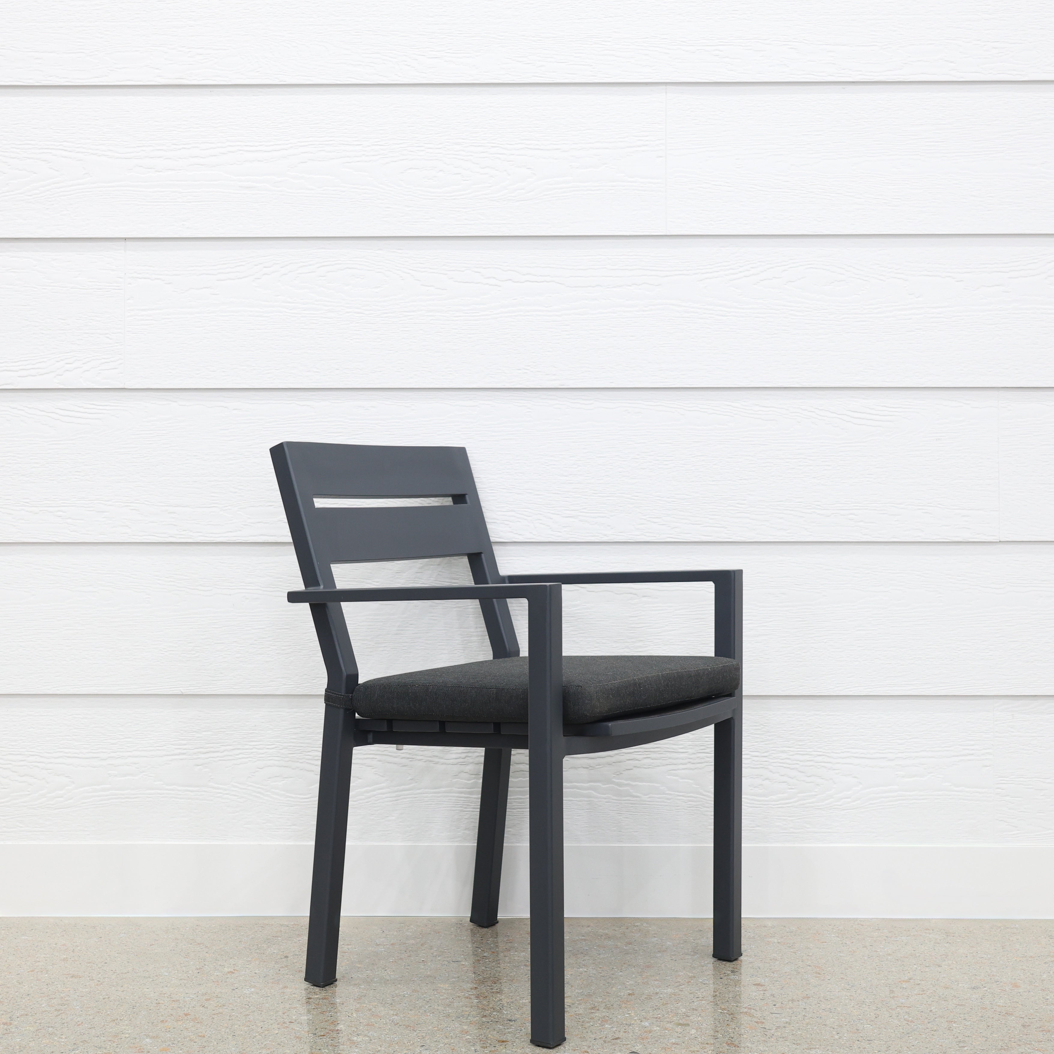 Mildura Dining Chair - Charcoal w/ Denim Grey Cushion