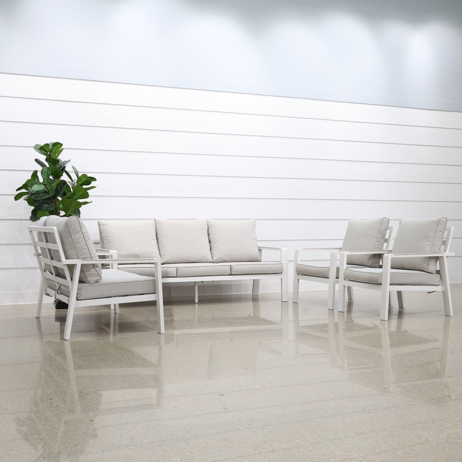 Byron 5 Piece Lounge Set - White