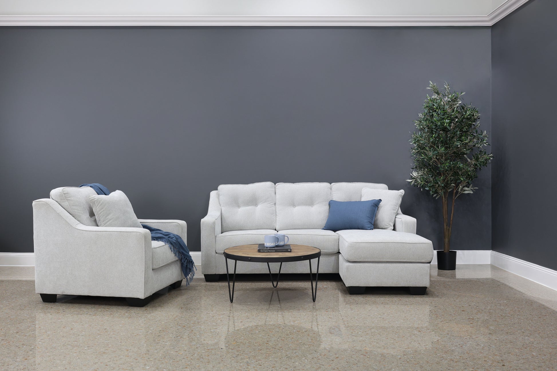 Victoria Sofa Chaise - Light Grey