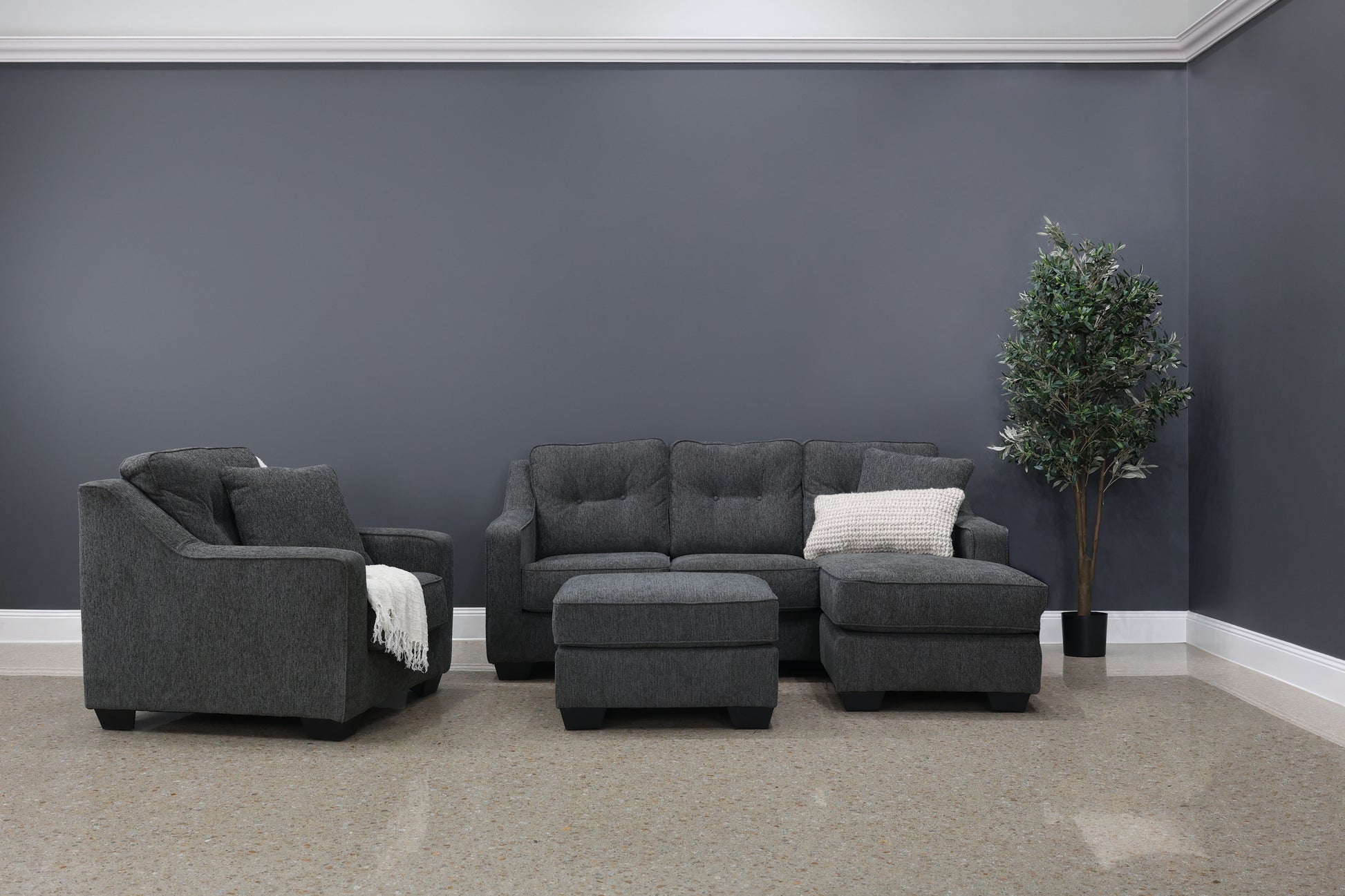 Victoria Sofa Chaise - Dark Grey