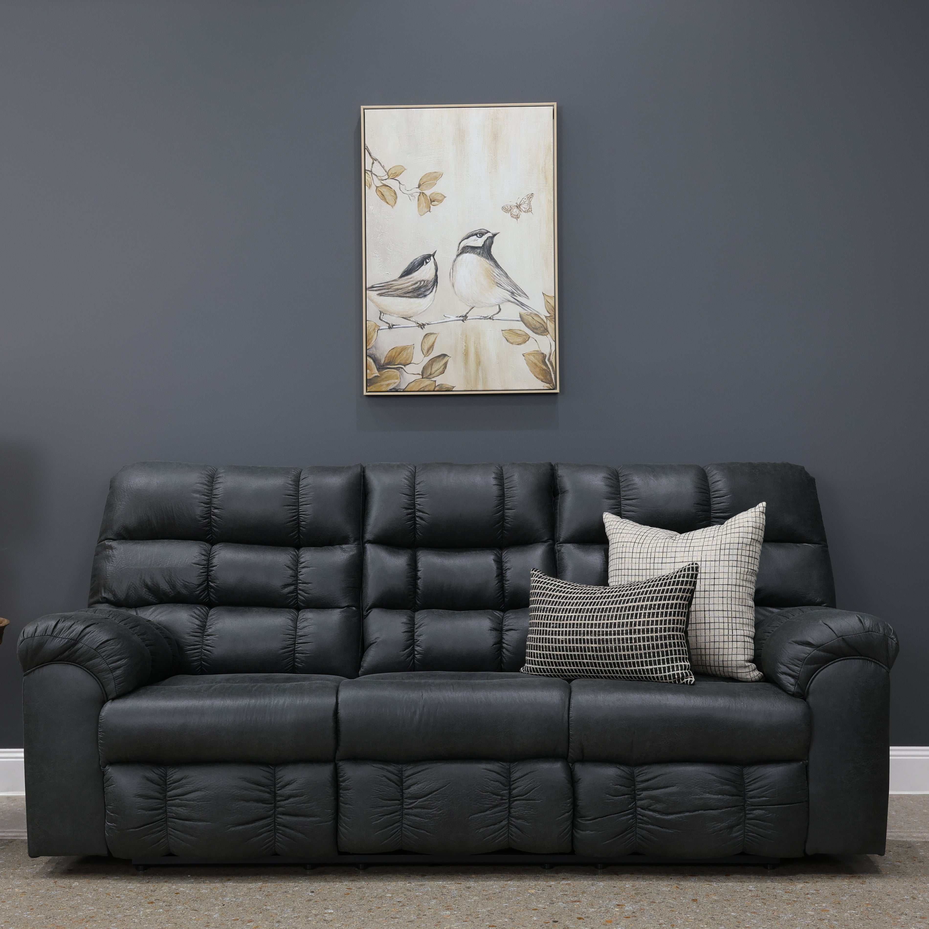 Waldara Reclining Sofa w/ Drop Down Table - Charcoal