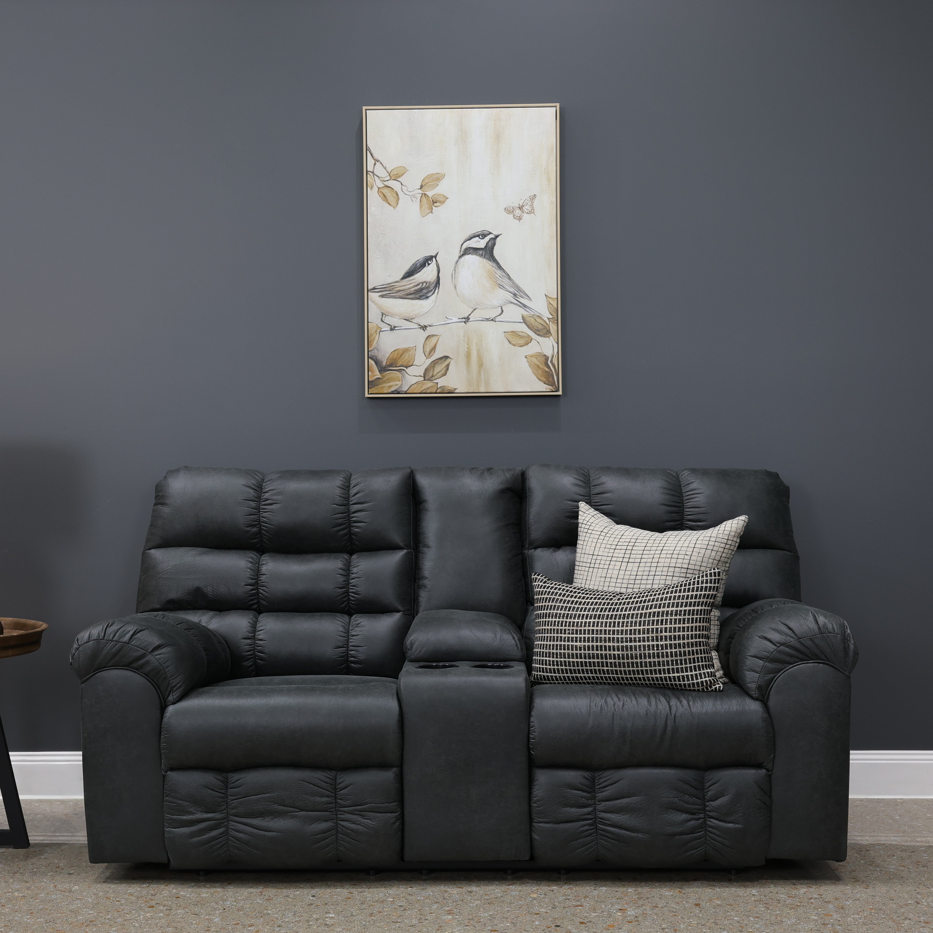 Waldara Reclining Loveseat w/ Console - Charcoal