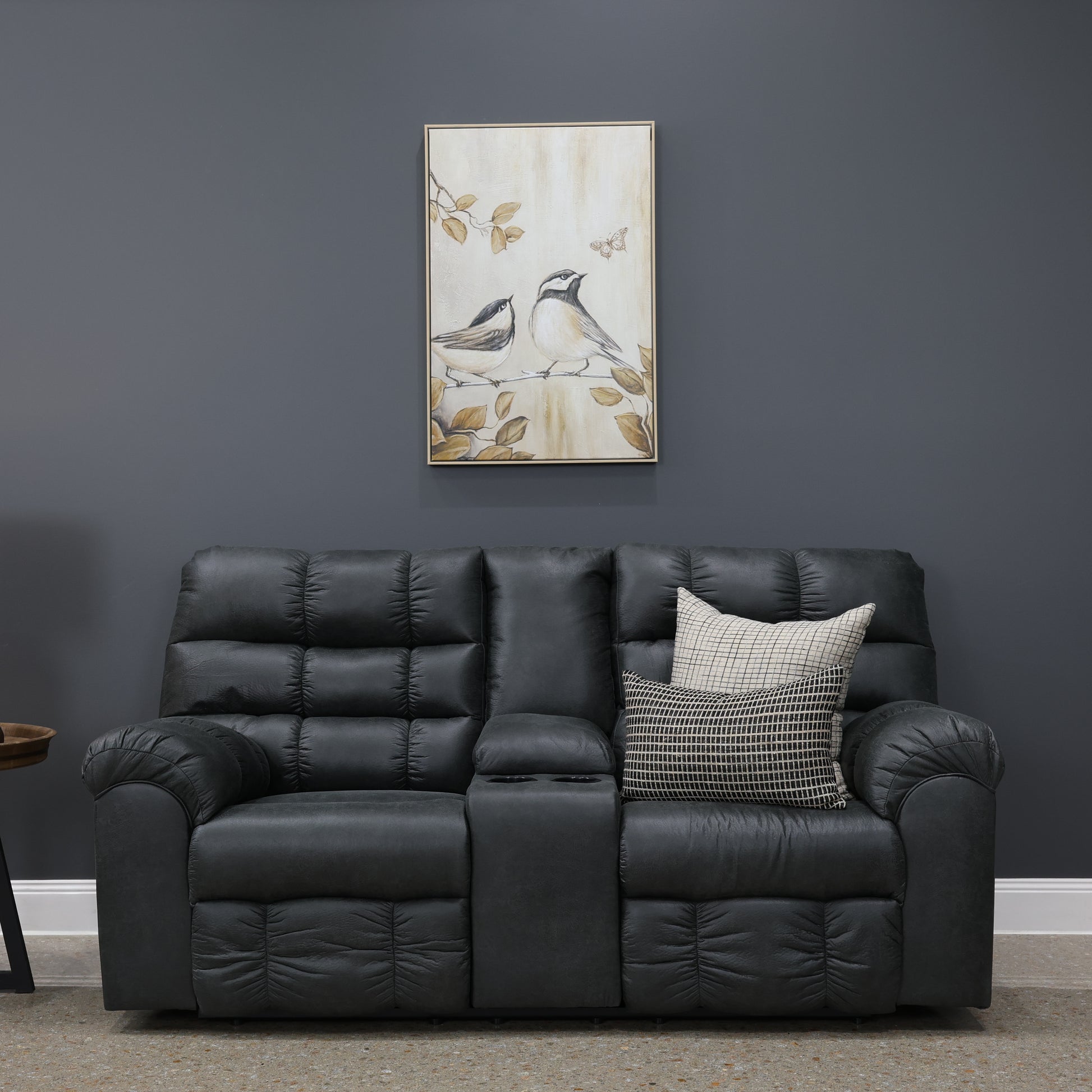 Waldara Reclining Loveseat w/ Console - Charcoal