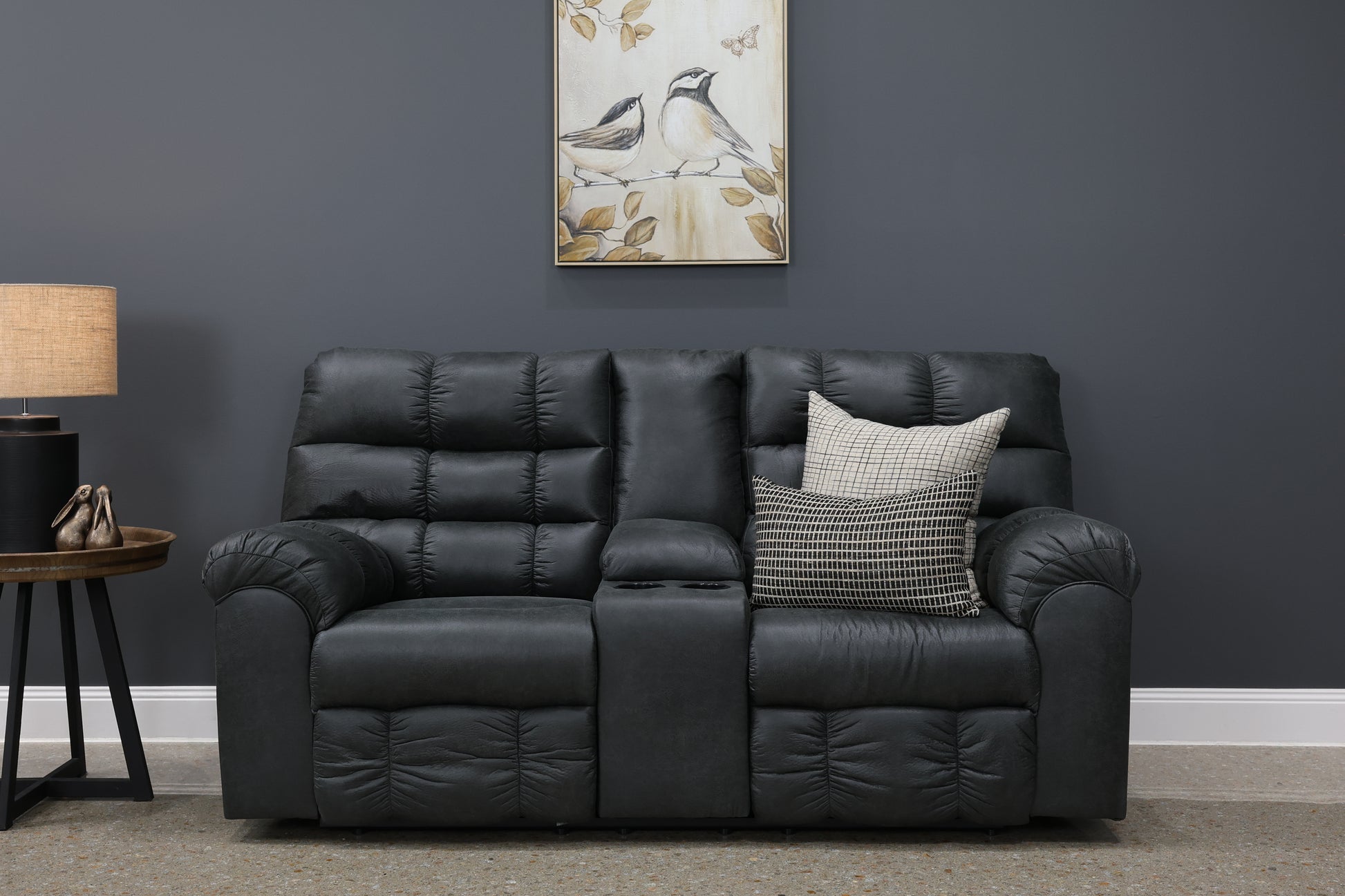 Waldara Reclining Loveseat w/ Console - Charcoal
