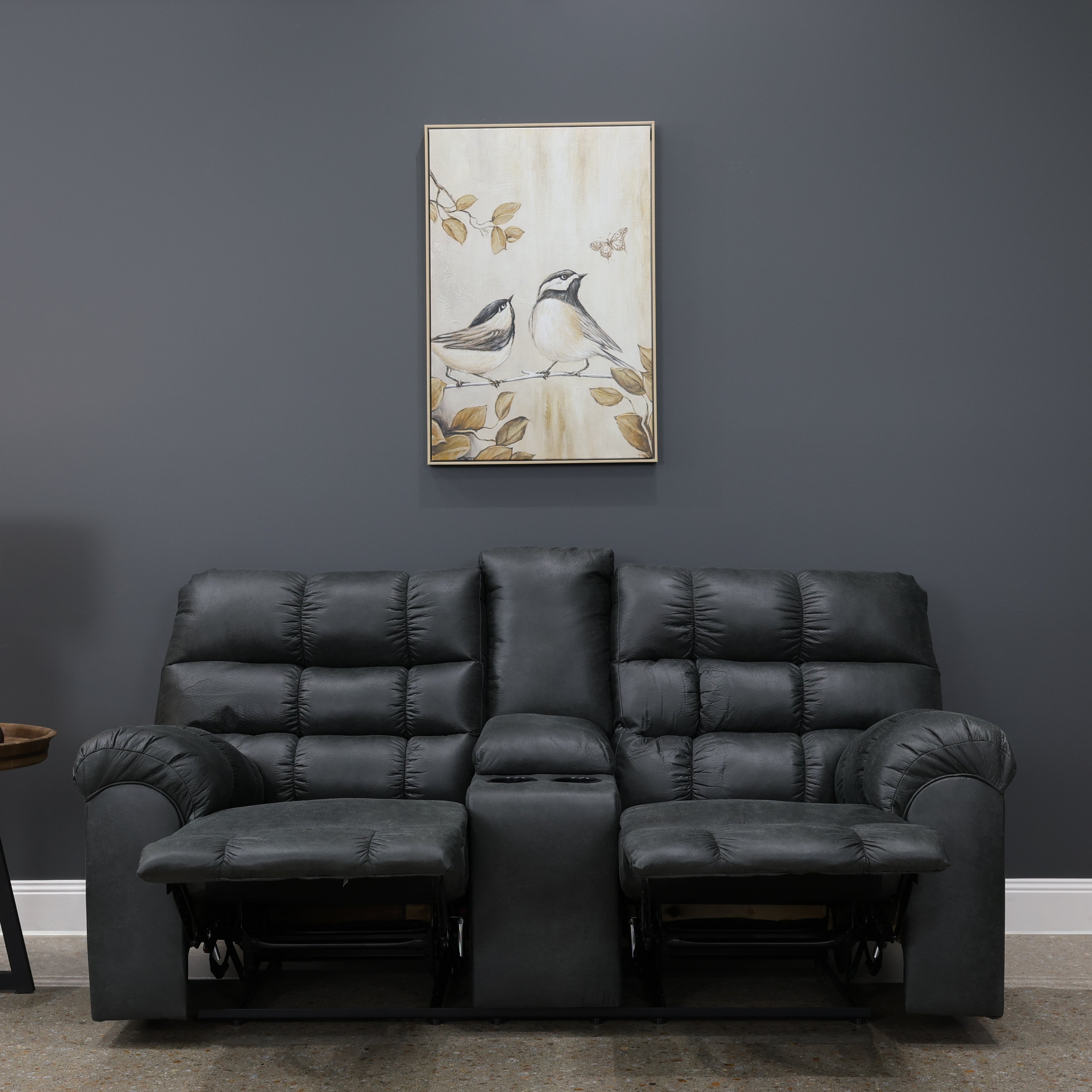 Waldara Reclining Loveseat w/ Console - Charcoal