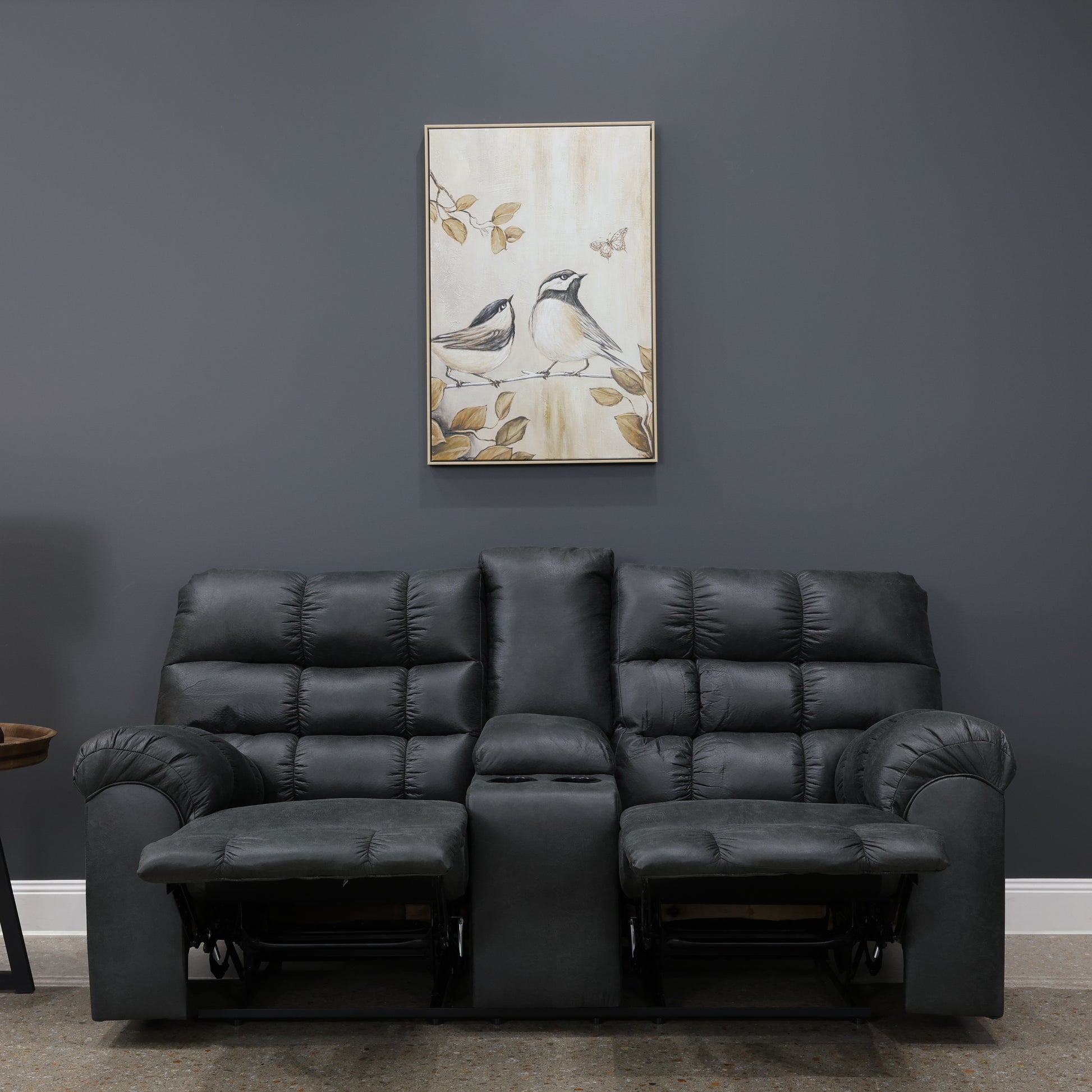 Waldara Reclining Loveseat w/ Console - Charcoal
