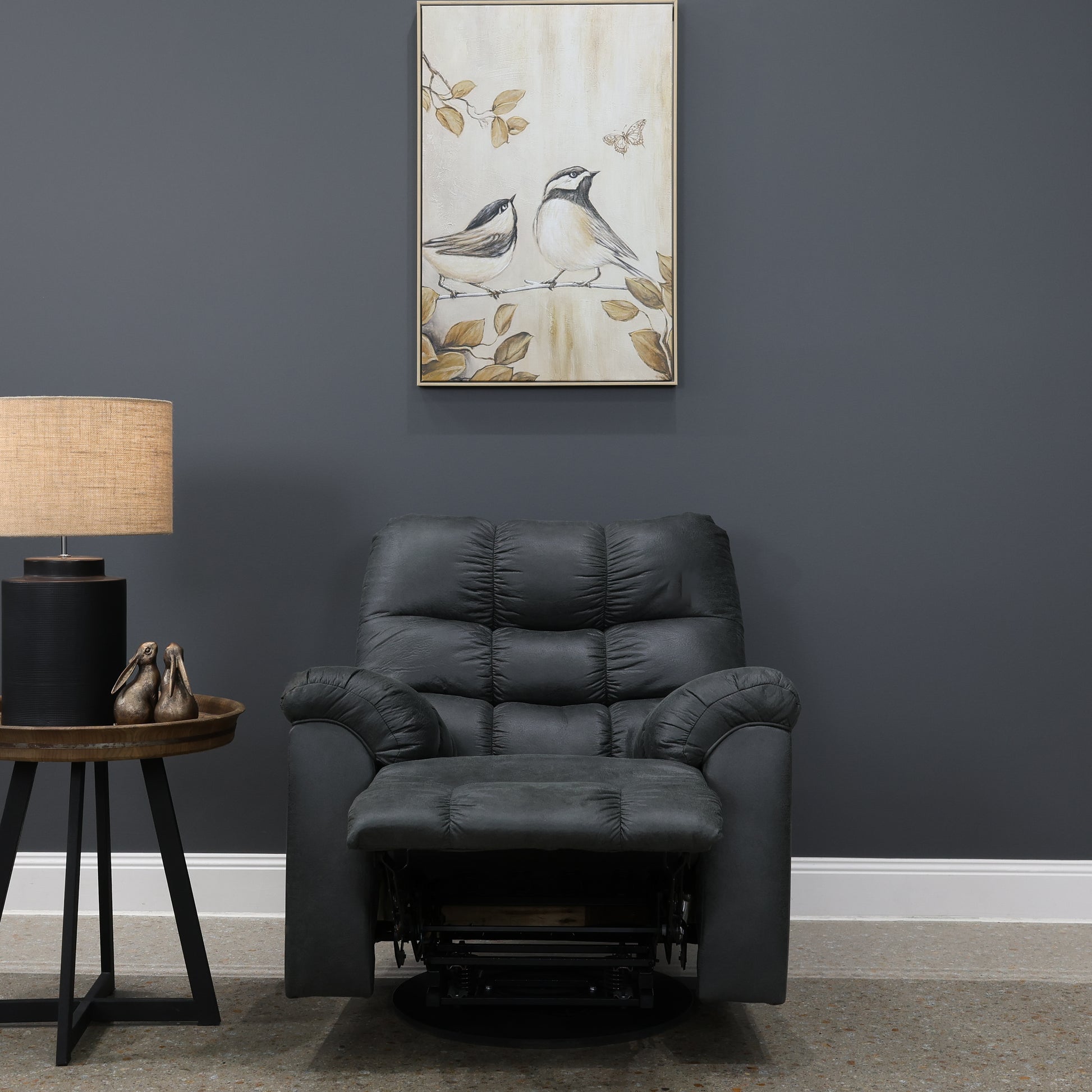 Waldara Swivel Rocker Recliner - Charcoal