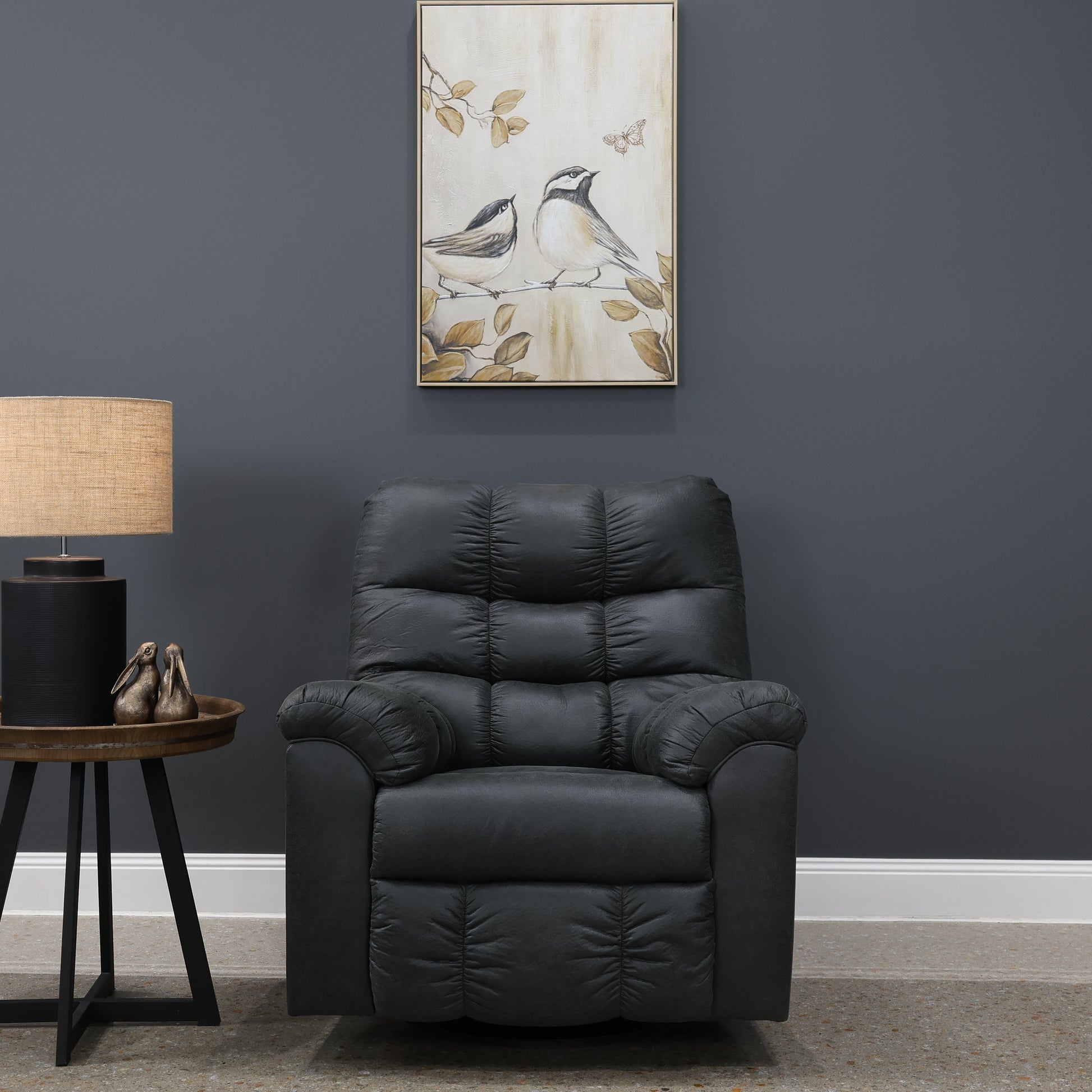 Waldara Swivel Rocker Recliner - Charcoal
