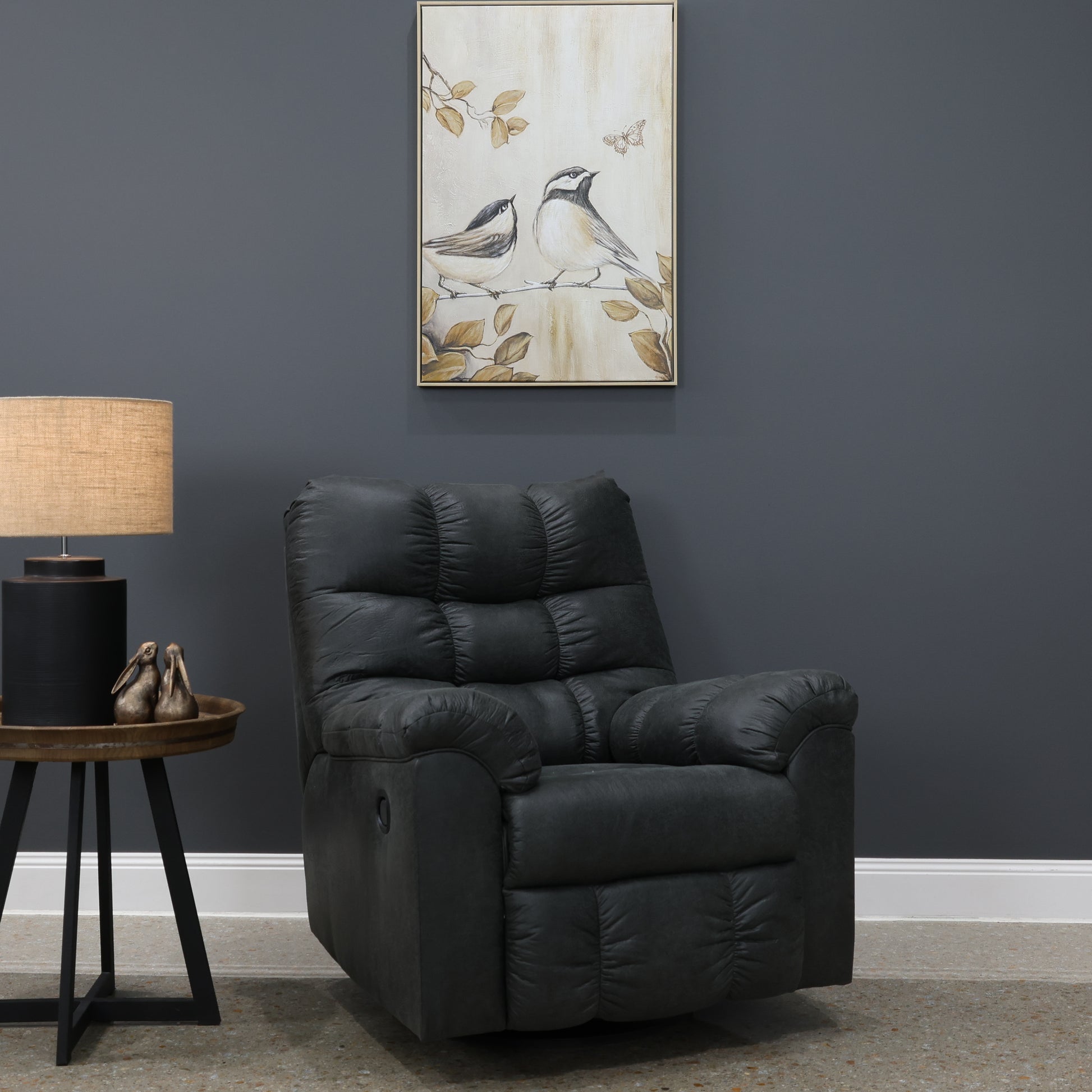 Waldara Swivel Rocker Recliner - Charcoal