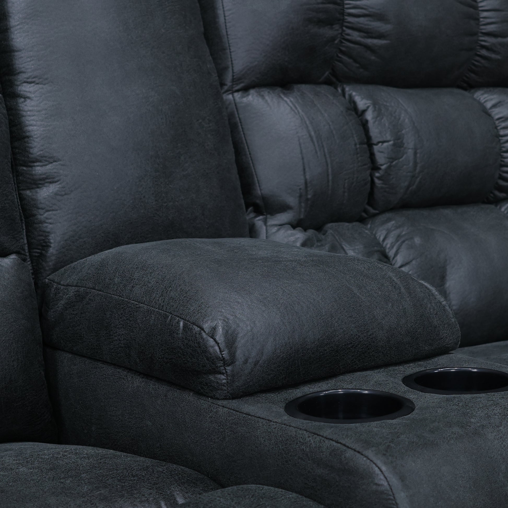 Waldara Reclining Loveseat w/ Console - Charcoal