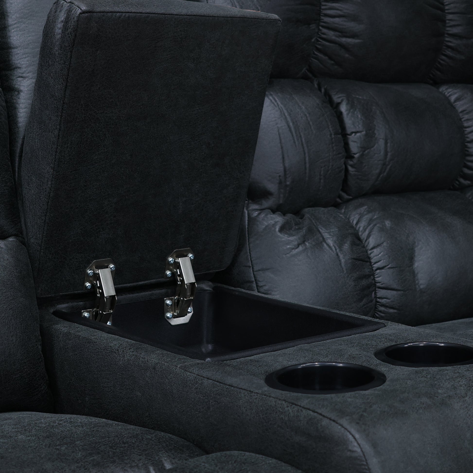 Waldara Reclining Loveseat w/ Console - Charcoal
