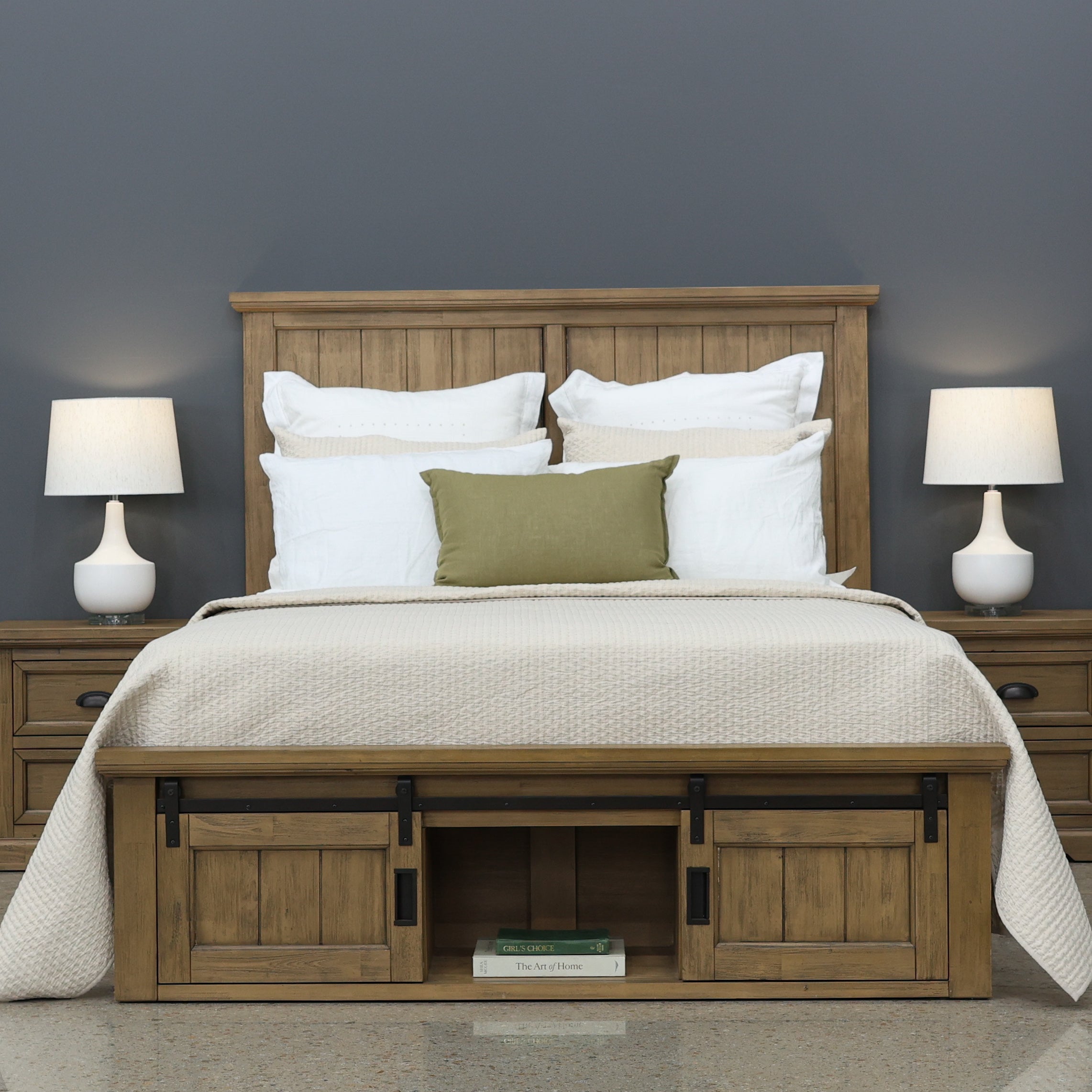 Macedon Bed w/ 2 Storage Sliding Doors