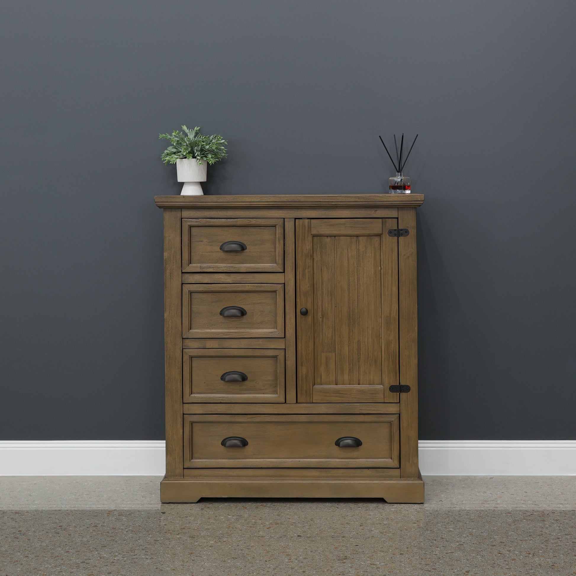 Macedon Tallboy 1 Door 4 Drawers