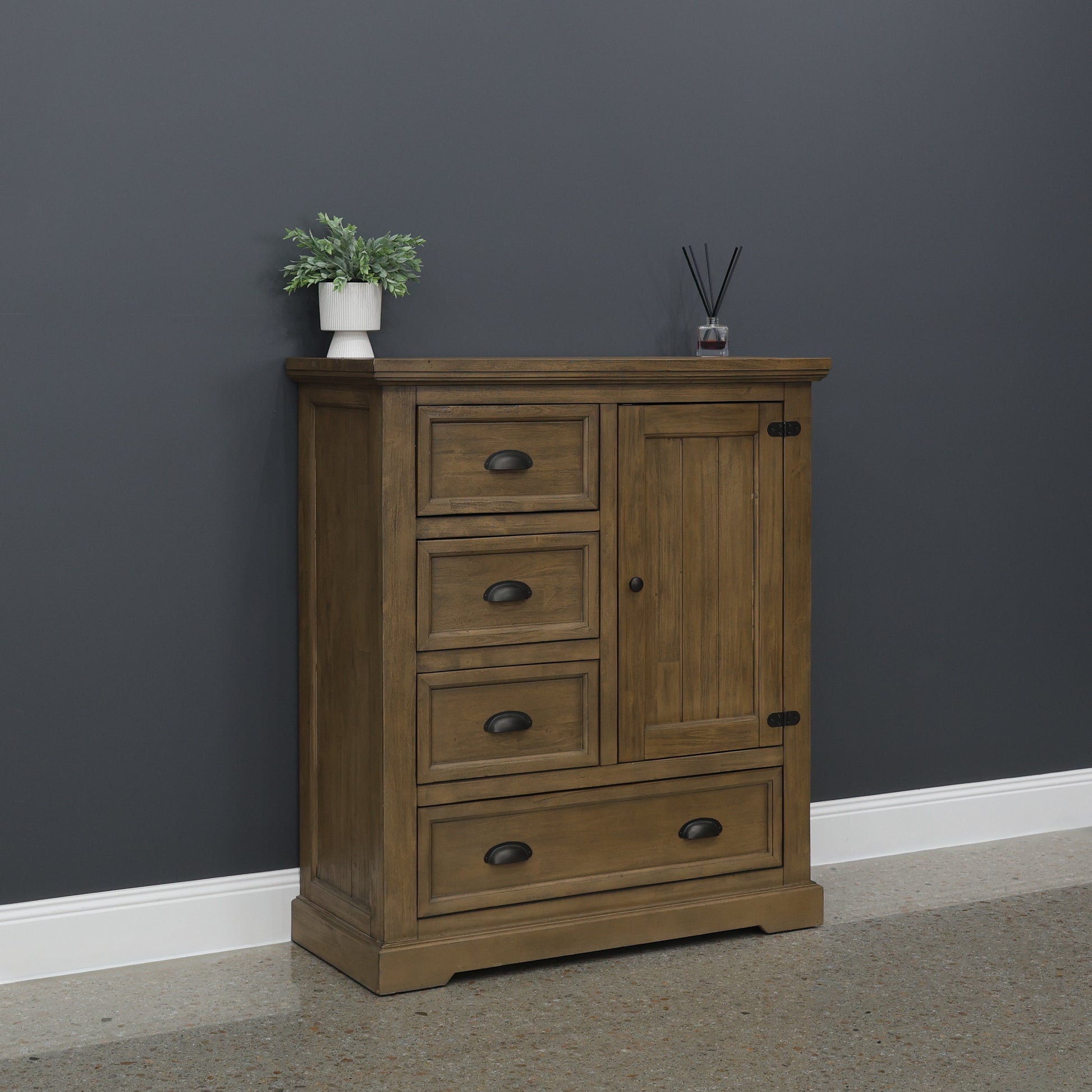 Macedon Tallboy 1 Door 4 Drawers