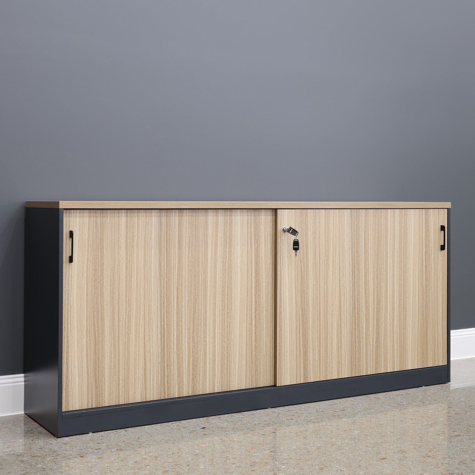 Performance 1800 Sliding Door Buffet - Natural Oak/ Charcoal