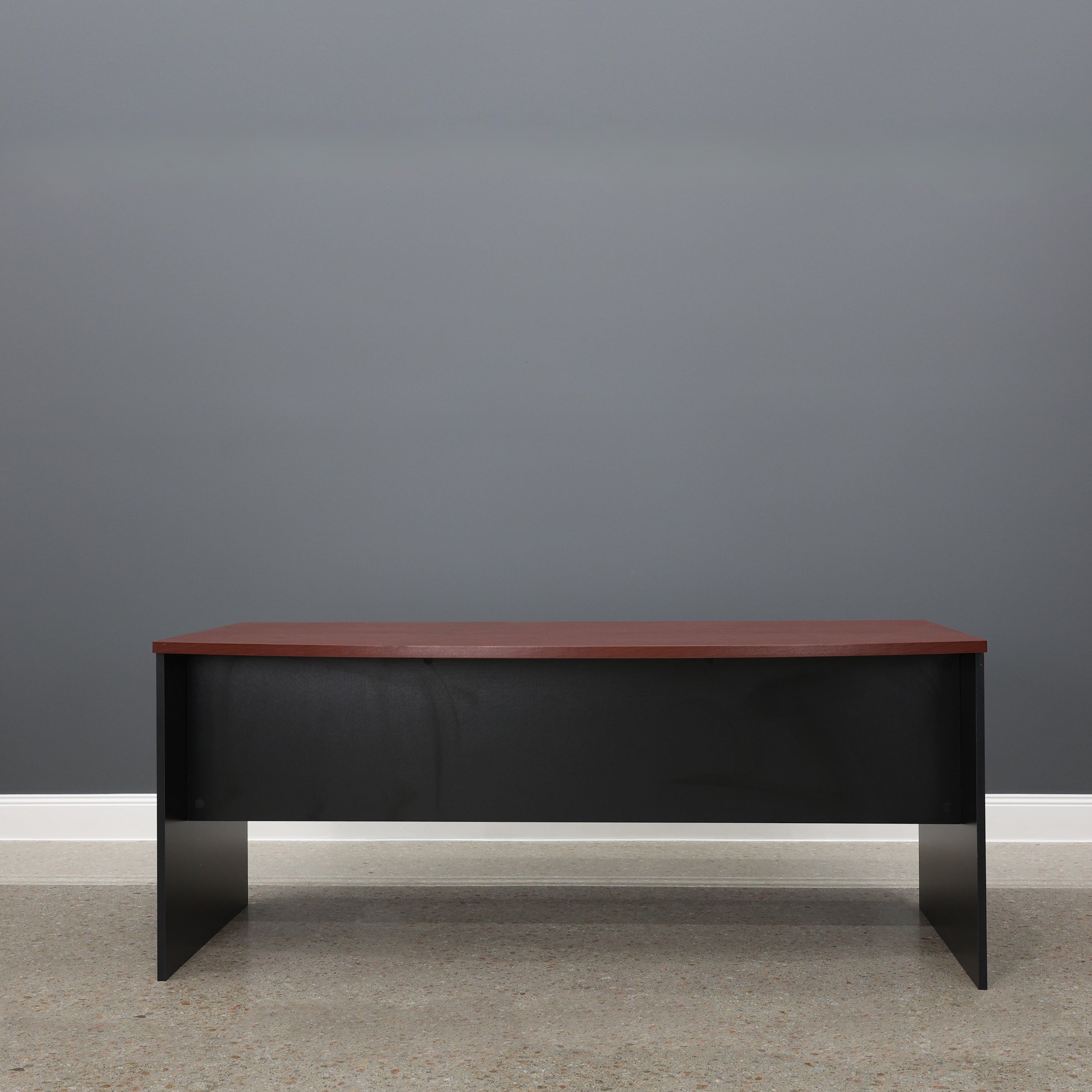 Performance Bow Front Desk - Red Gum/ Black