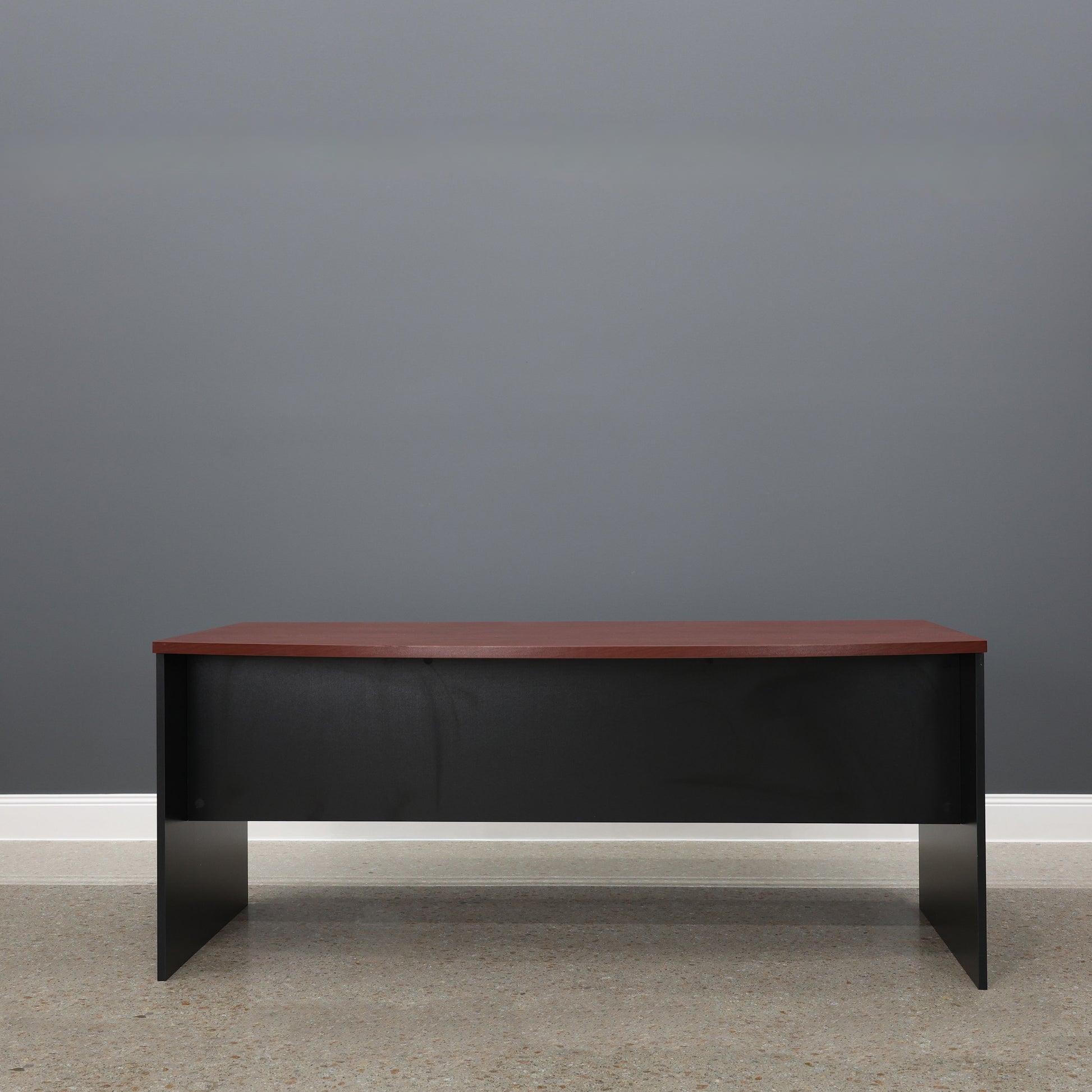 Performance Bow Front Desk - Red Gum/ Black