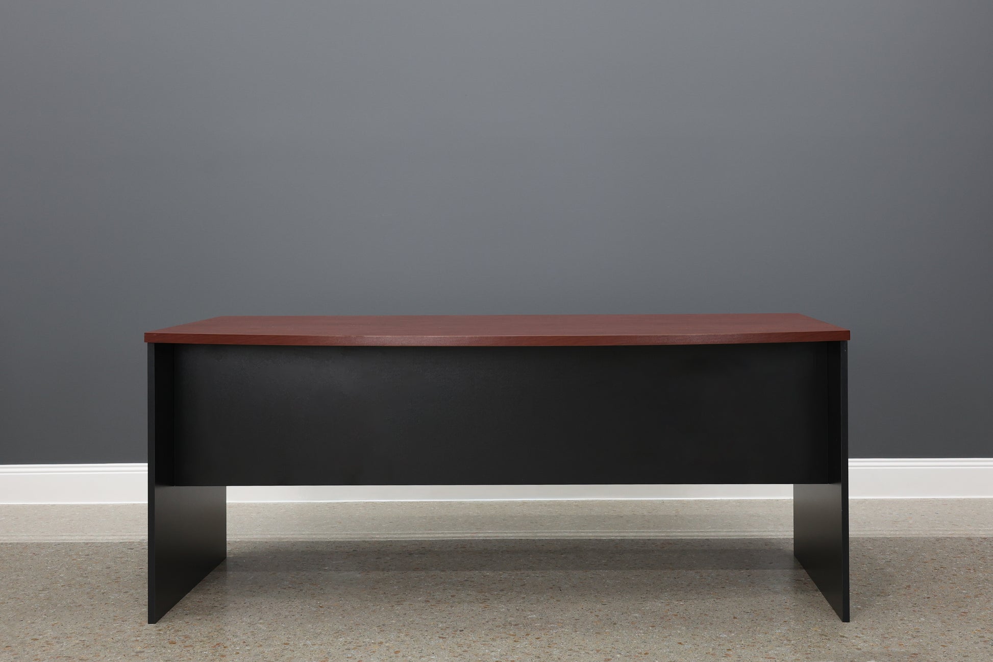 Performance Bow Front Desk - Red Gum/ Black